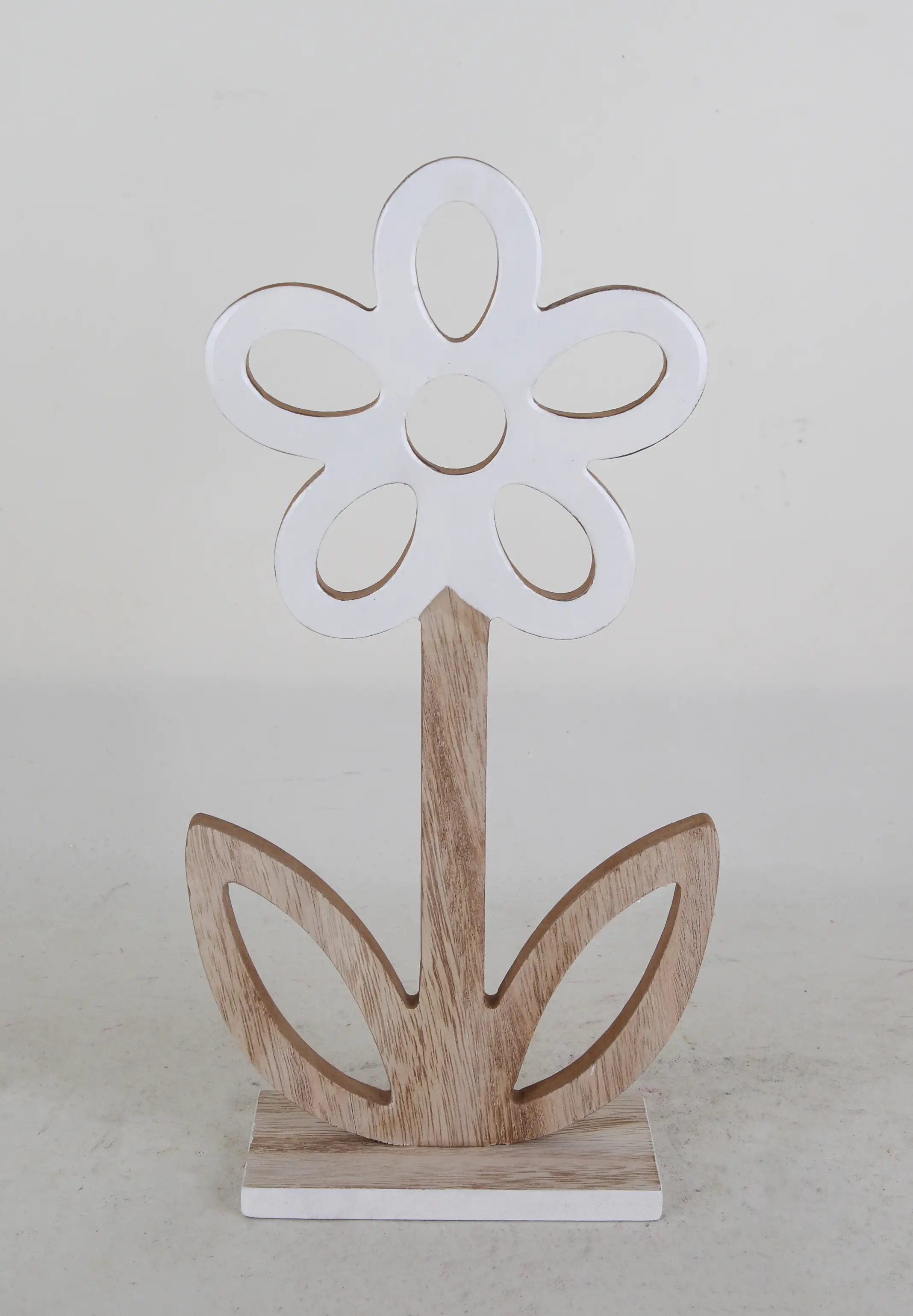 TrendLine Deko Blume Holz 29 cm braun weiß