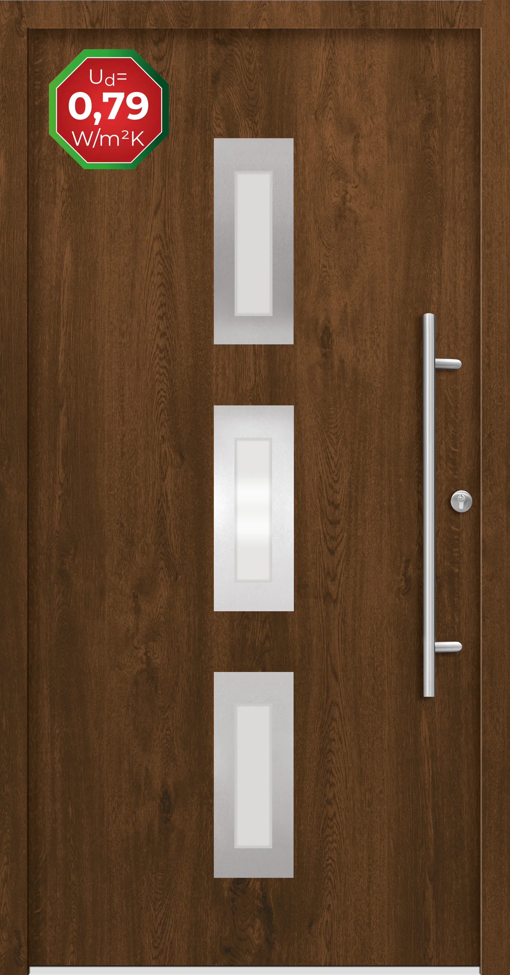 Splendoor Haustür Passivedoor Premium B02 Nussbaum DIN Rechts 110 x 210 cm