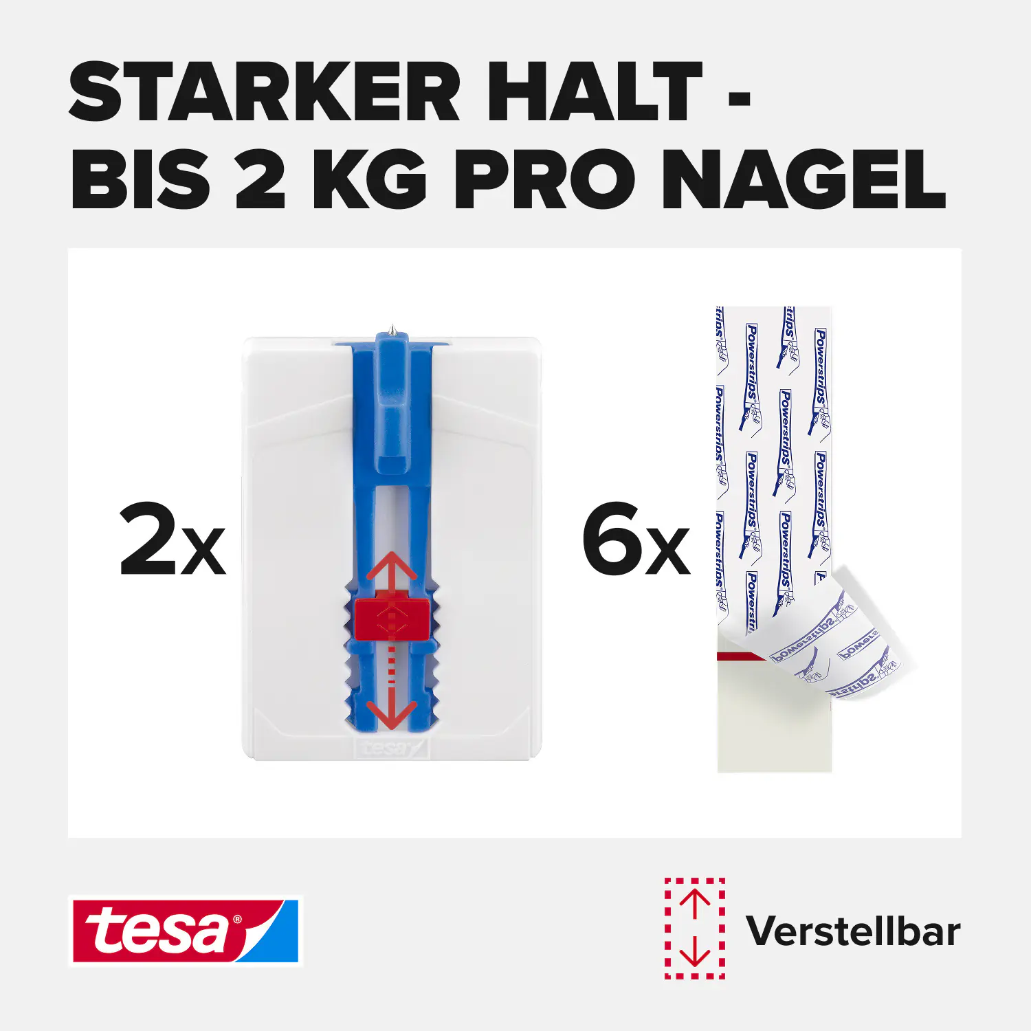 tesa Klebenagel Traglast 2 kg, 2 Stück