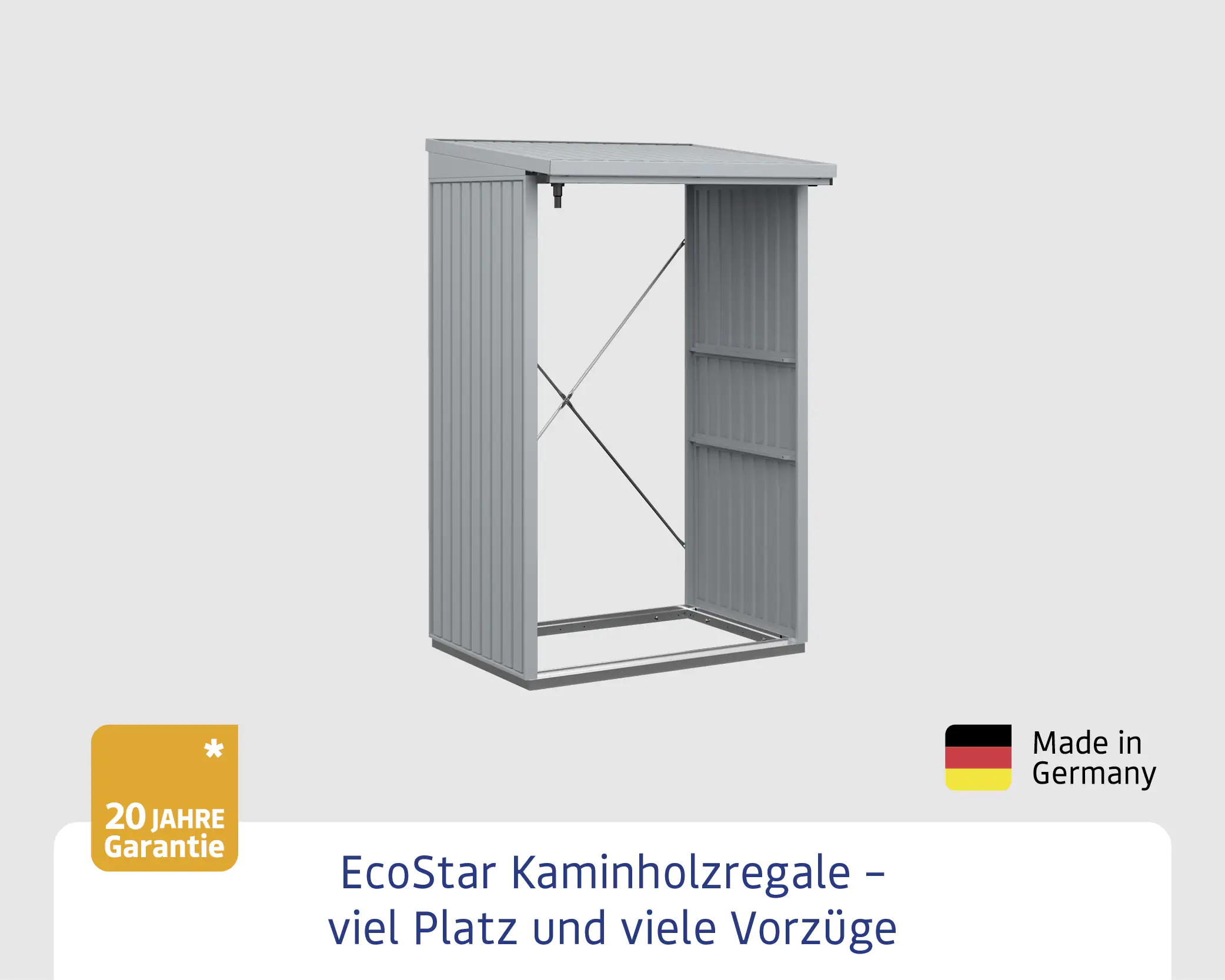 Ecostar Kaminholzregal Trend-V Typ 2, taubenblau, mit Verstrebung