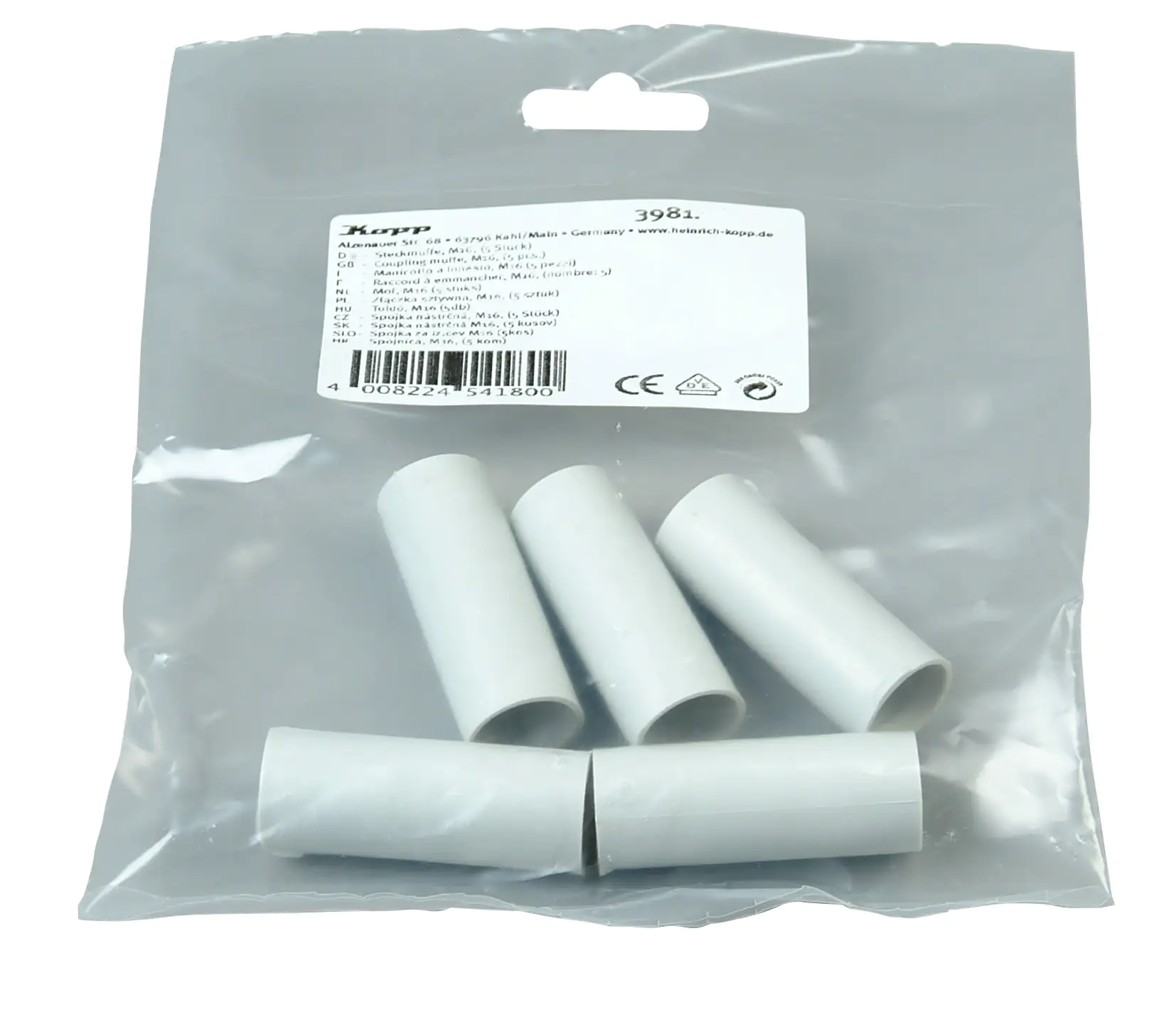Kopp Steckmuffe für Stangenrohr M20, 5er Pack