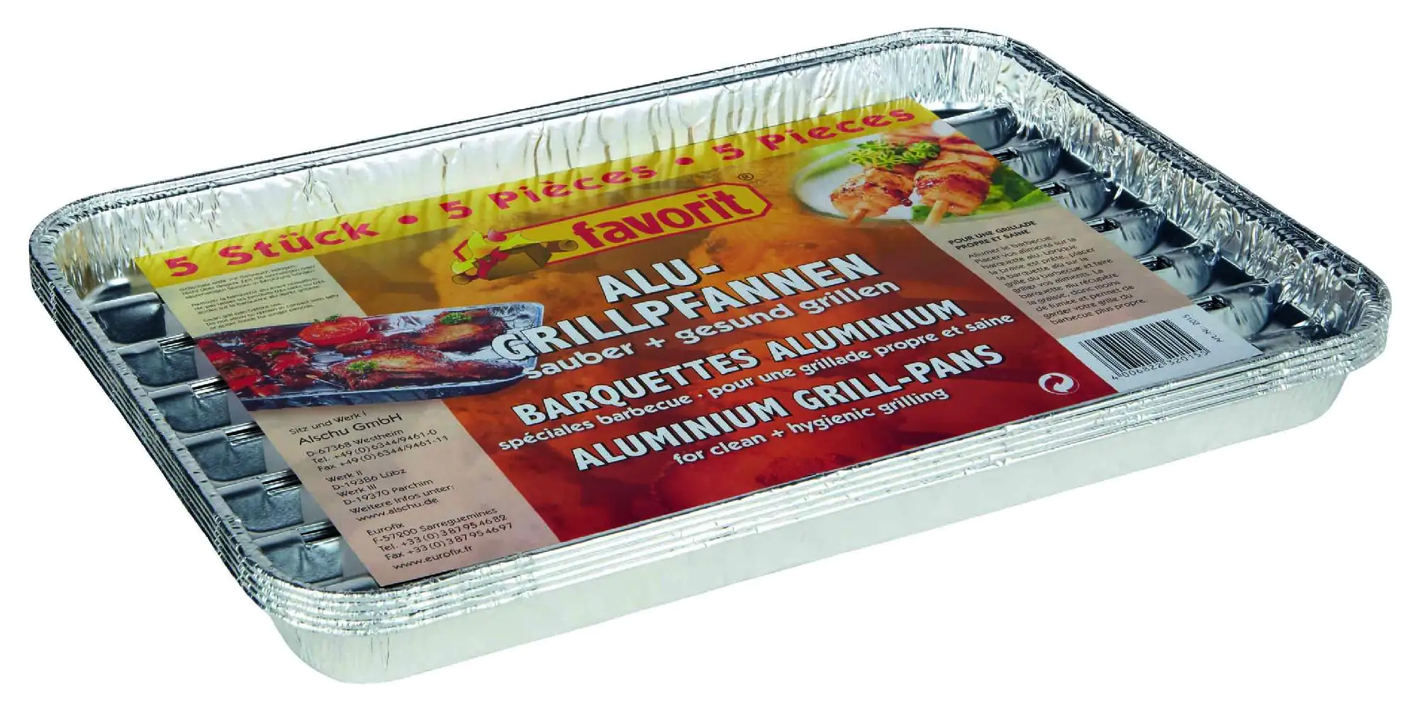 Favorit Alu-Grillpfanne eckig 5 Stück