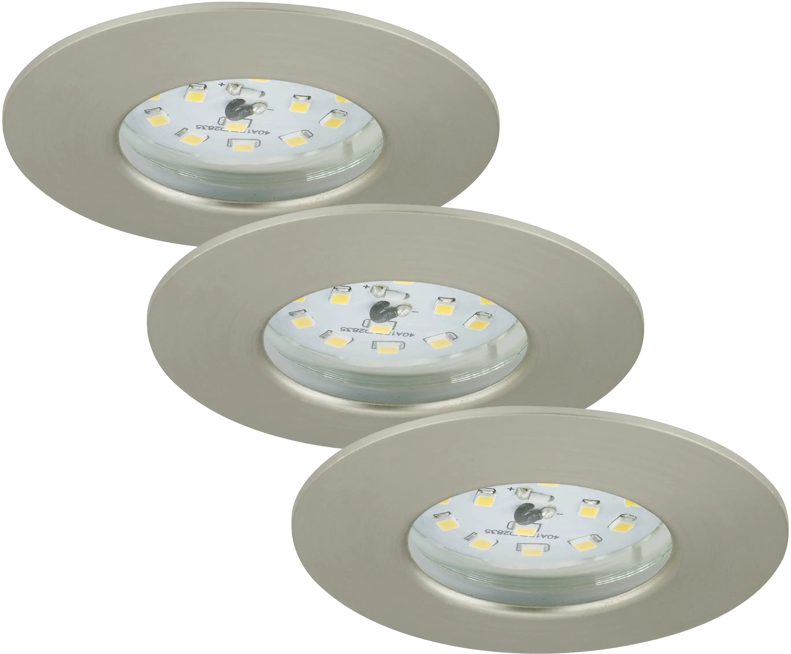 Briloner 3er Set LED Einbauleuchten Attach nickel-matt Ø 7,5 cm