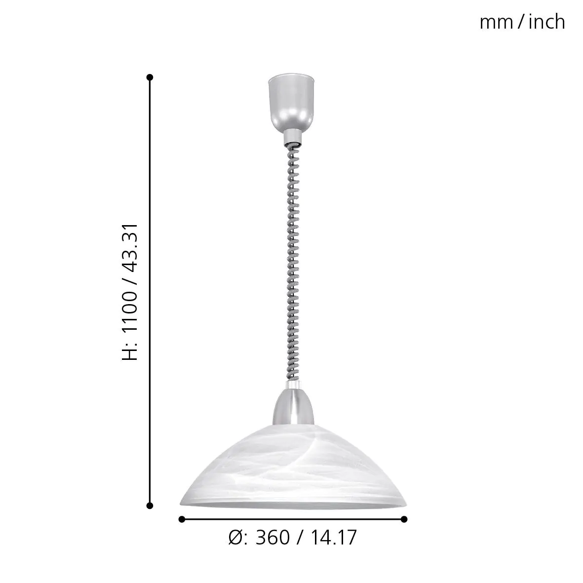 Eglo Pendelleuchte Lord 2 weiß grau 36 x 110 cm E27