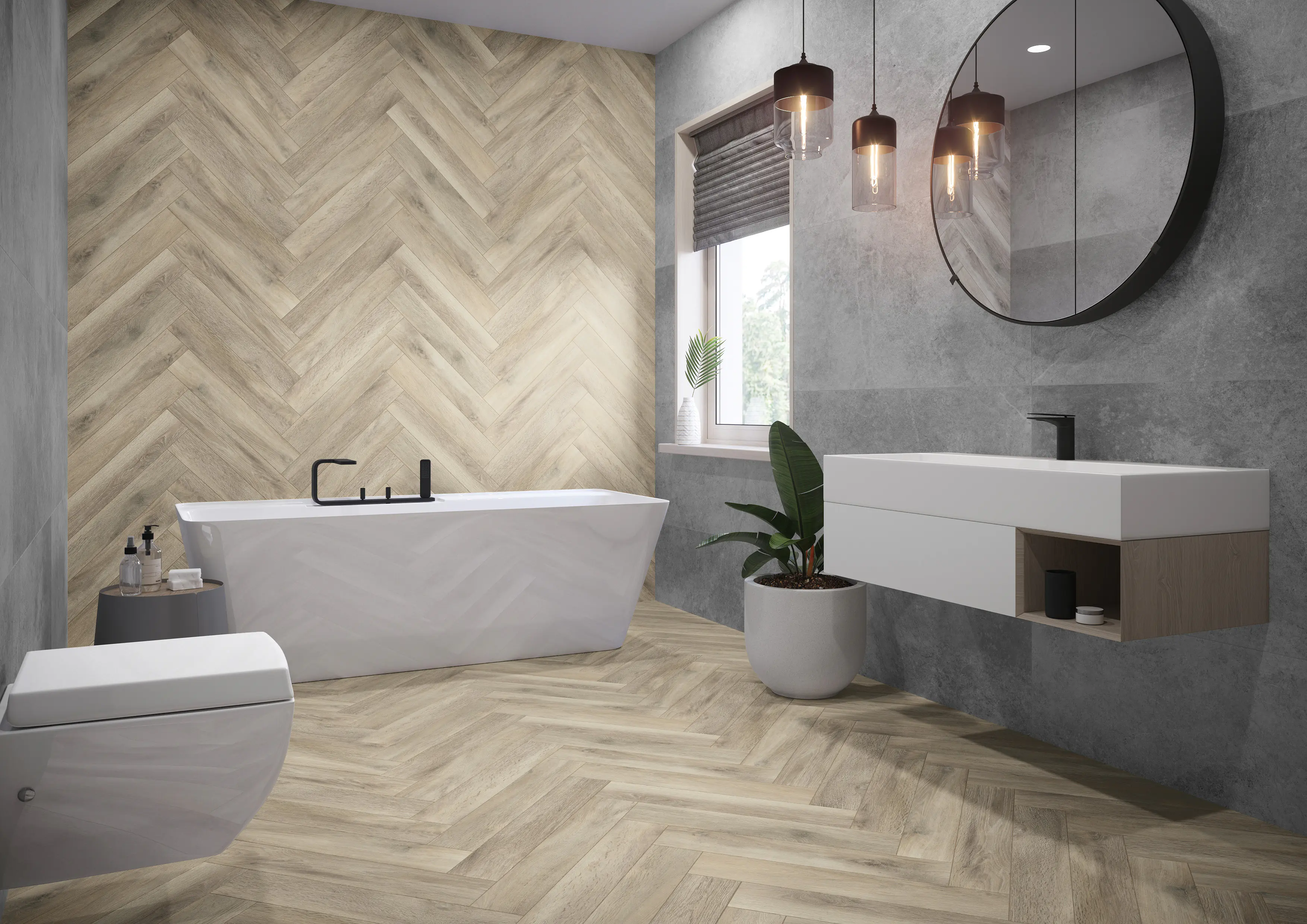 Bodenfliese Feinsteinzeug Tramonto Bianco 60 x 11 cm holzoptik