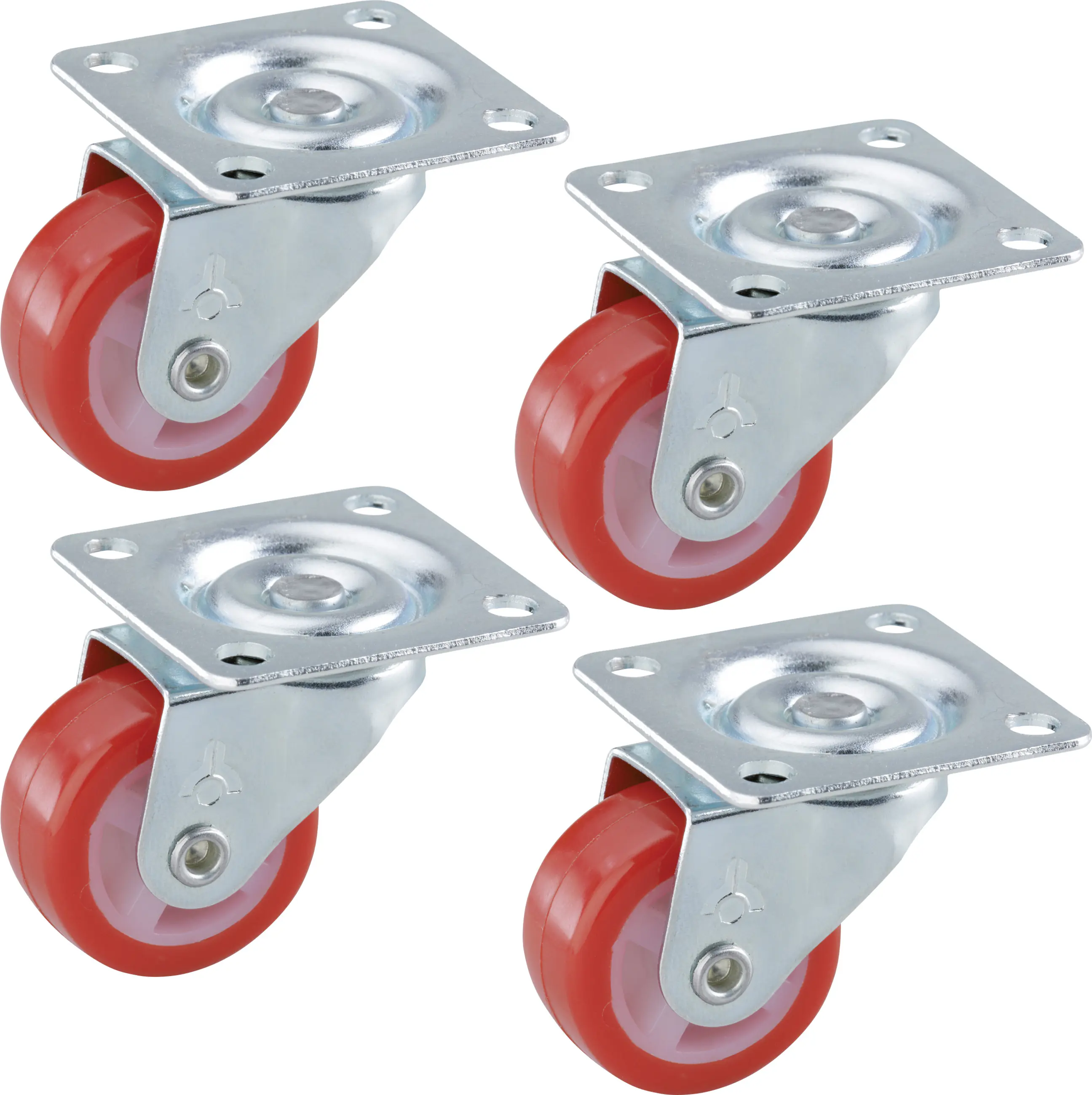 Möbel-Lenkrollen 30 x 14 mm Tragkr. 60 kg 4er Pack rot