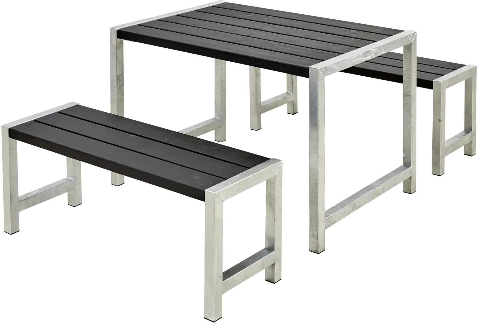 Plus Cafegarnitur Tisch und 2 Bänke   RAL 9005 Schwarz