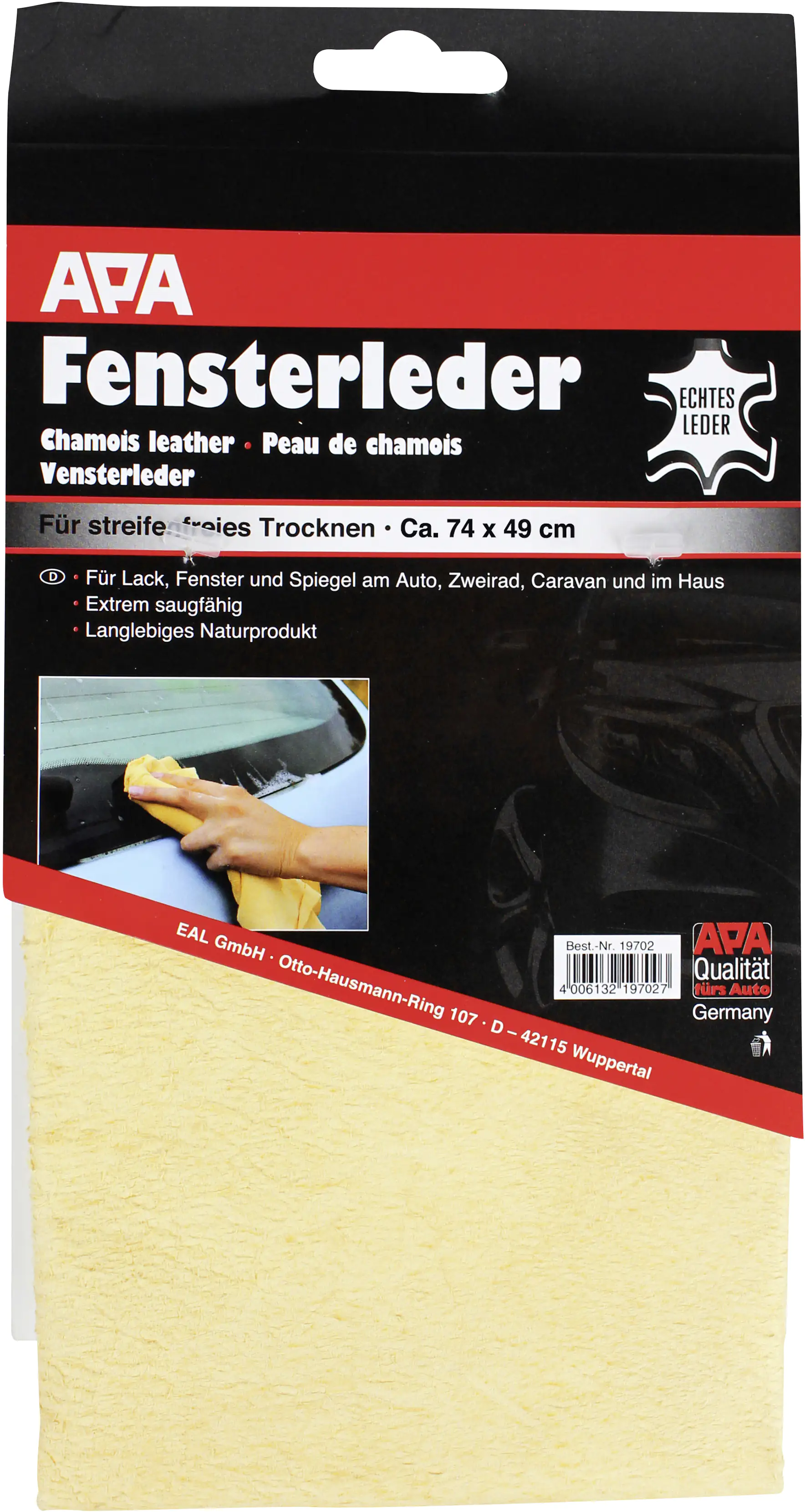 APA Fensterleder Echtleder XL 74 x 49 cm