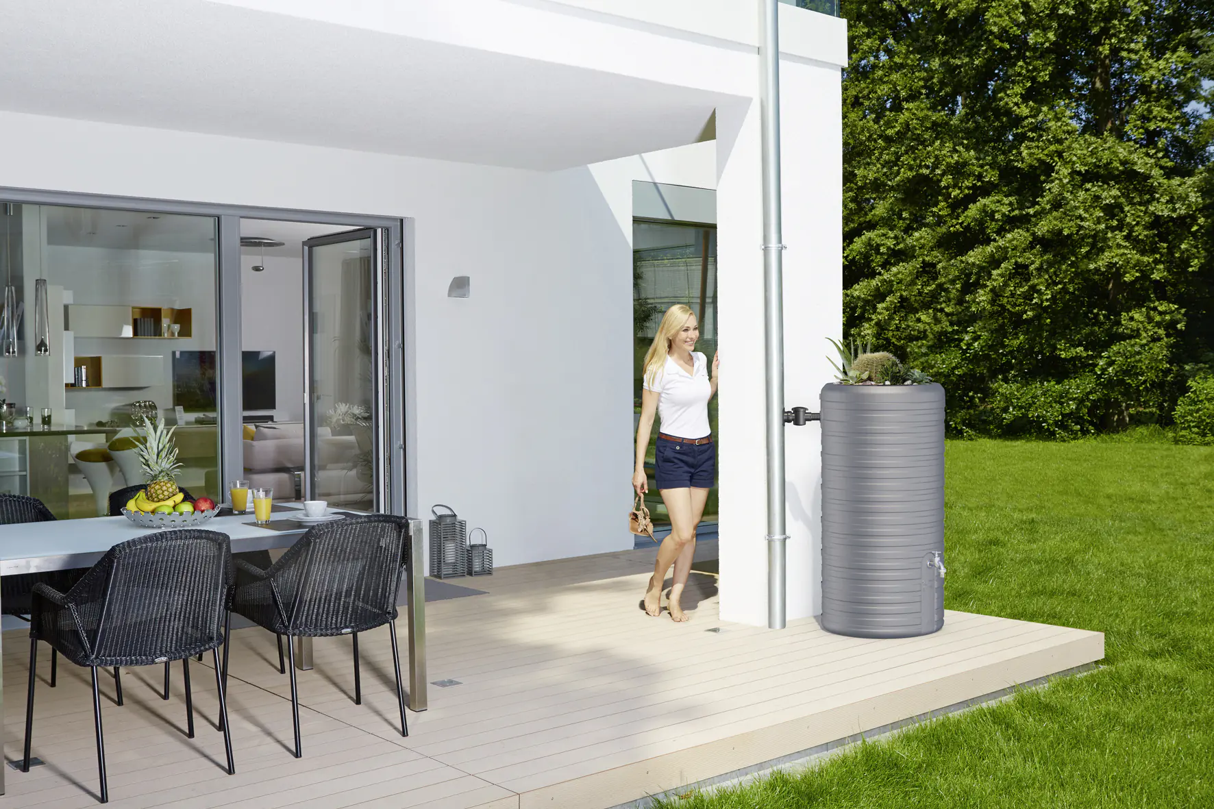 Garantia Regenspeicher Nordic 2in1 300 L steingrau mit Pflanzschale