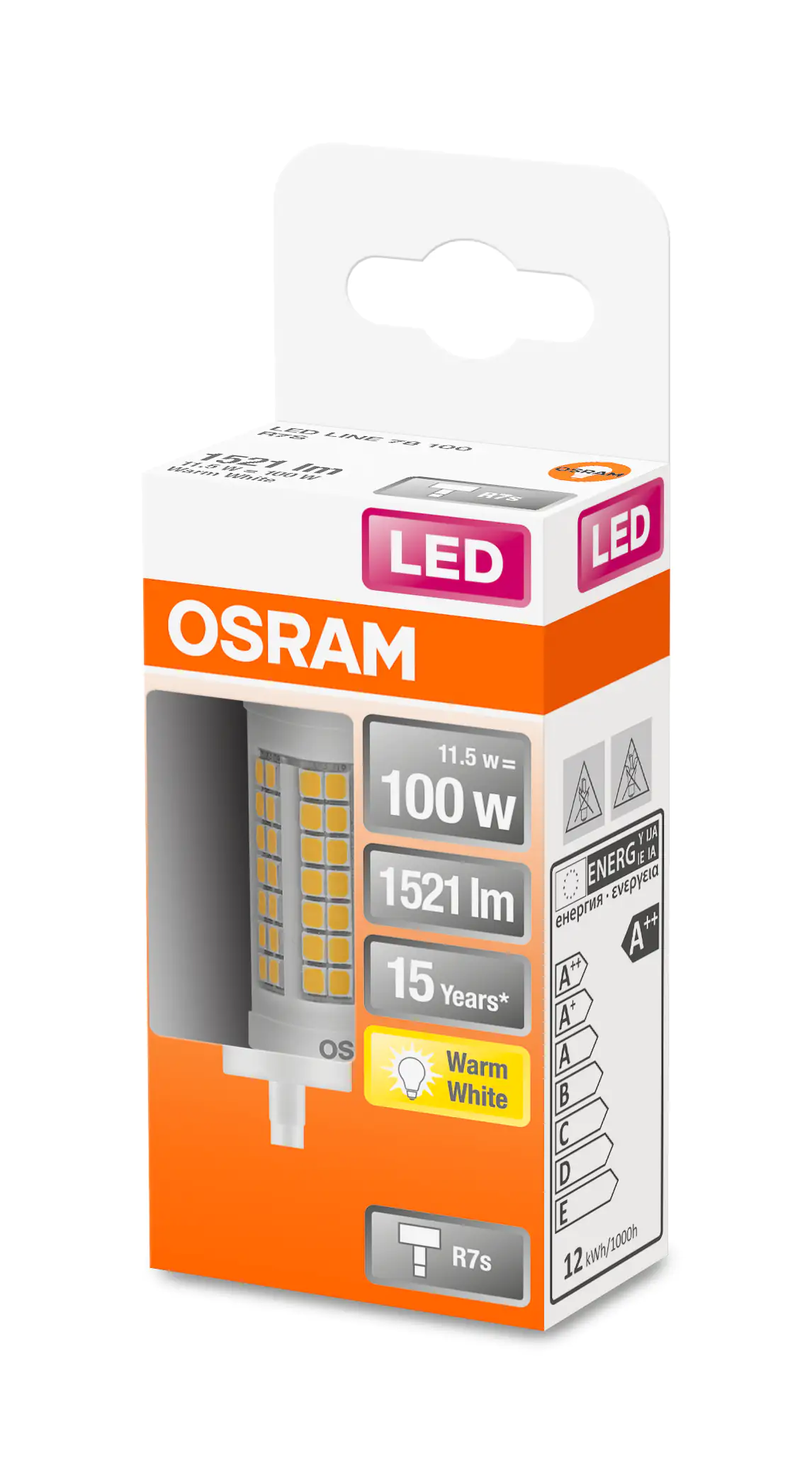 Osram LED Stablampe Line 100 78 R7s 11,5W warmweiß, klar