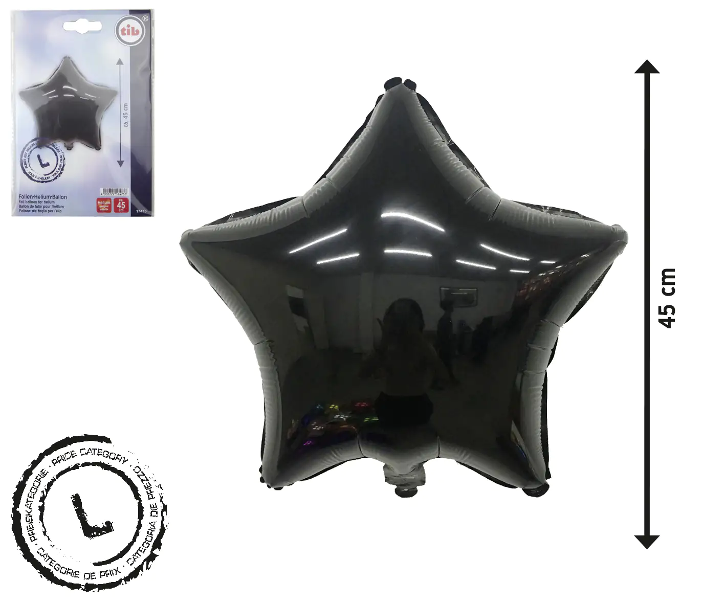 TIB Heyne Folienballon Stern schwarz 1 Stück