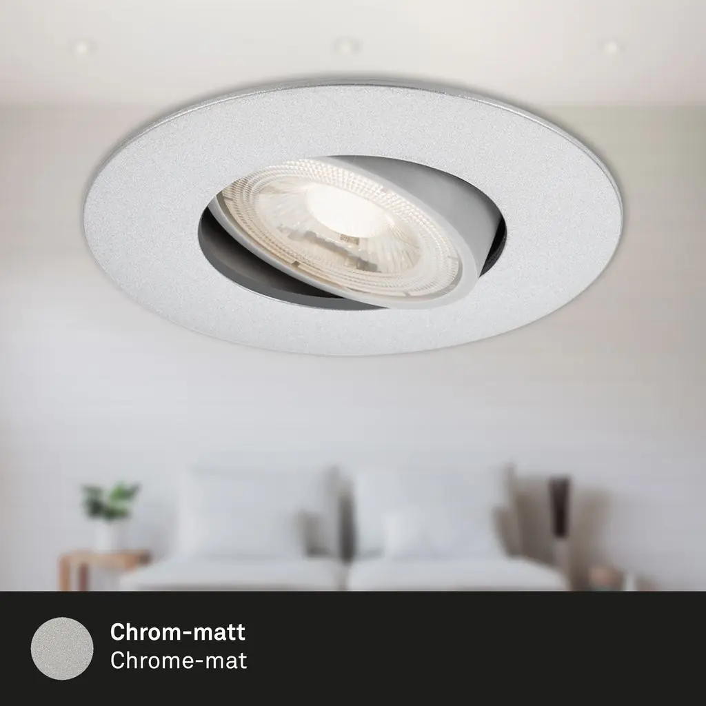Briloner 3er Set LED Einbauleuchte Nava Move chrom-matt Ø 9 cm warmweiß