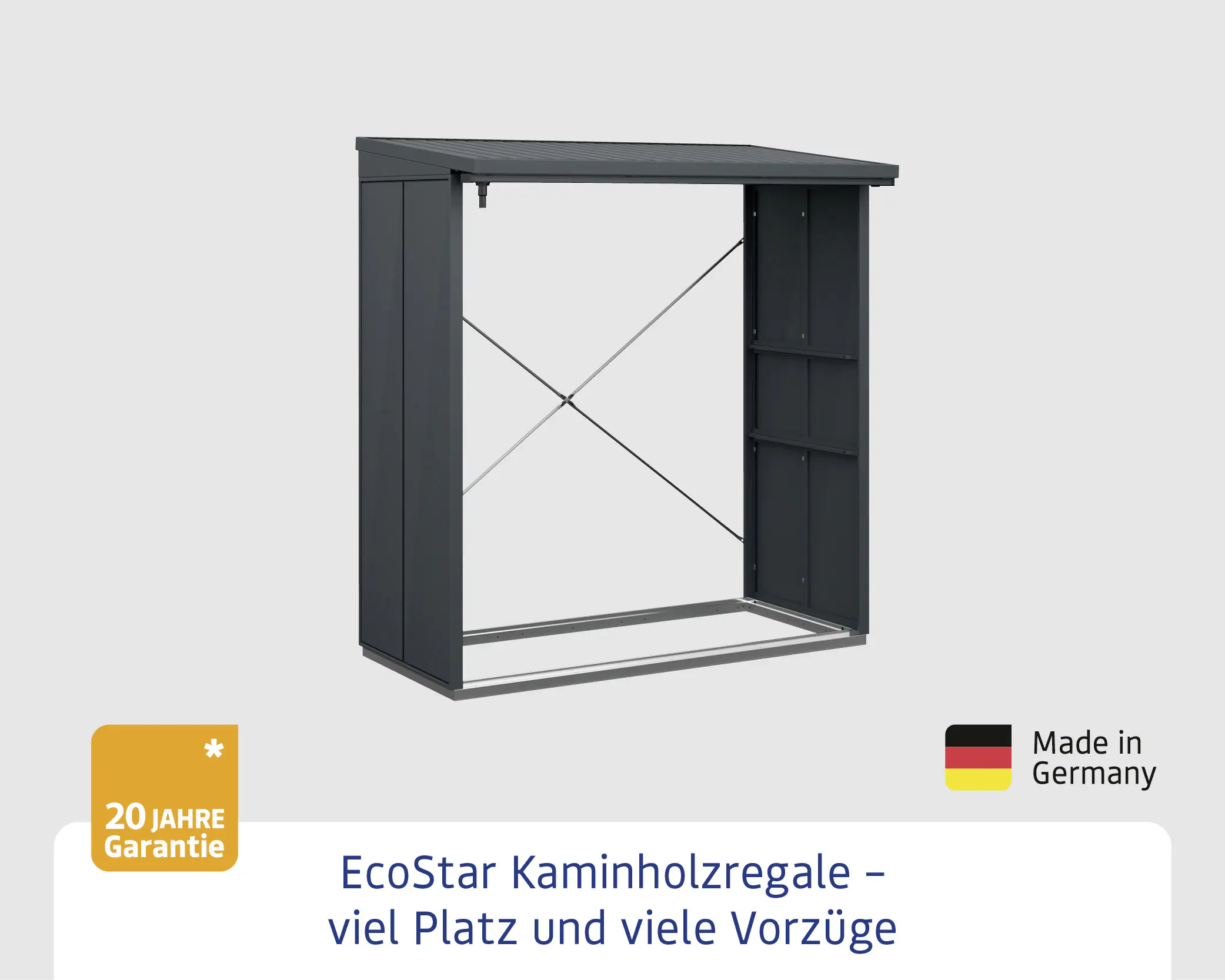 Ecostar Kaminholzregal Elegant-V Typ 2, anthrazitgrau, mit Verstrebung