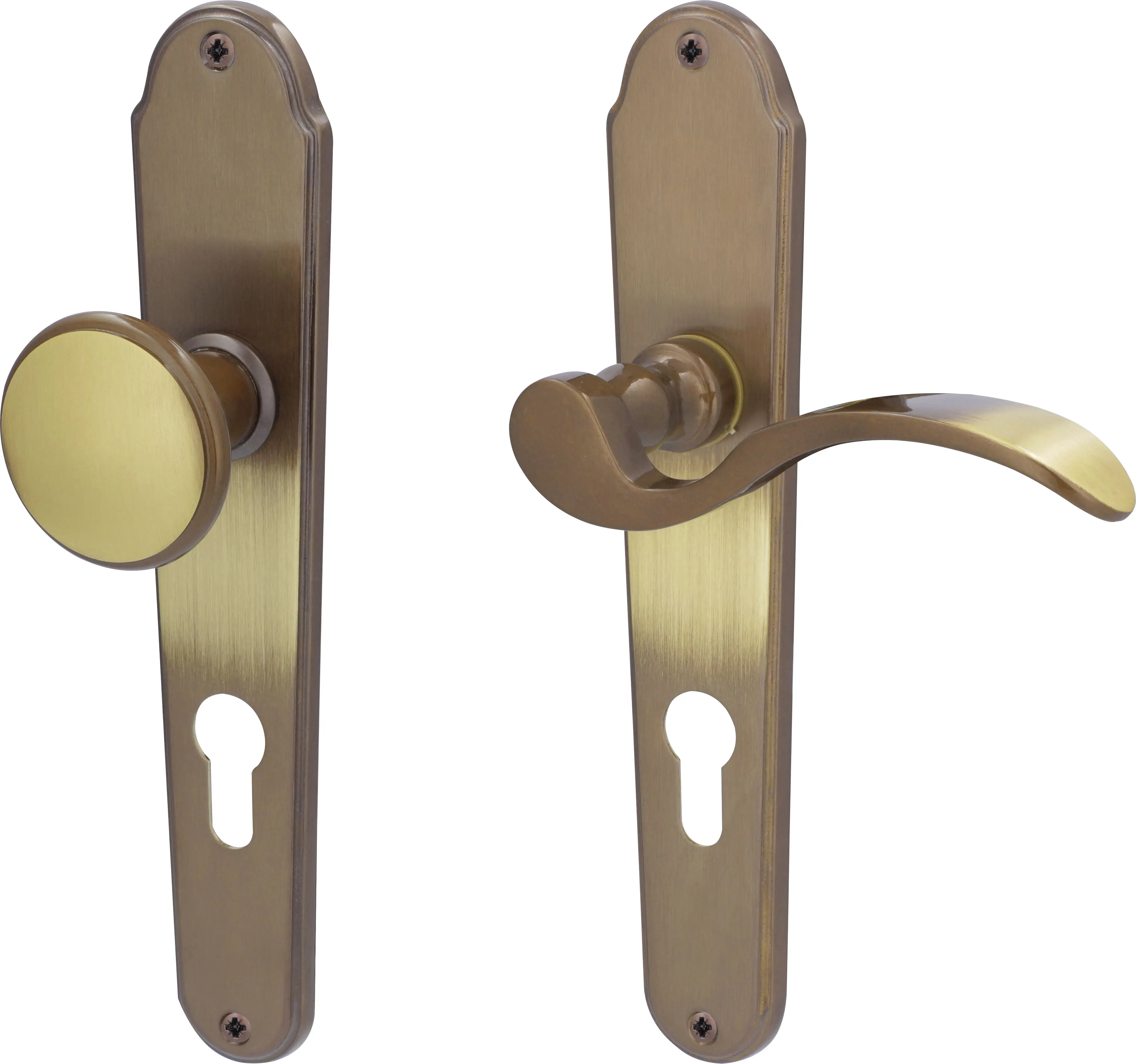 Südmetall Türgriff-Garnitur Langschild Panda PZ Messing brüniert Drücker rechts bronze 225 x 45 mm