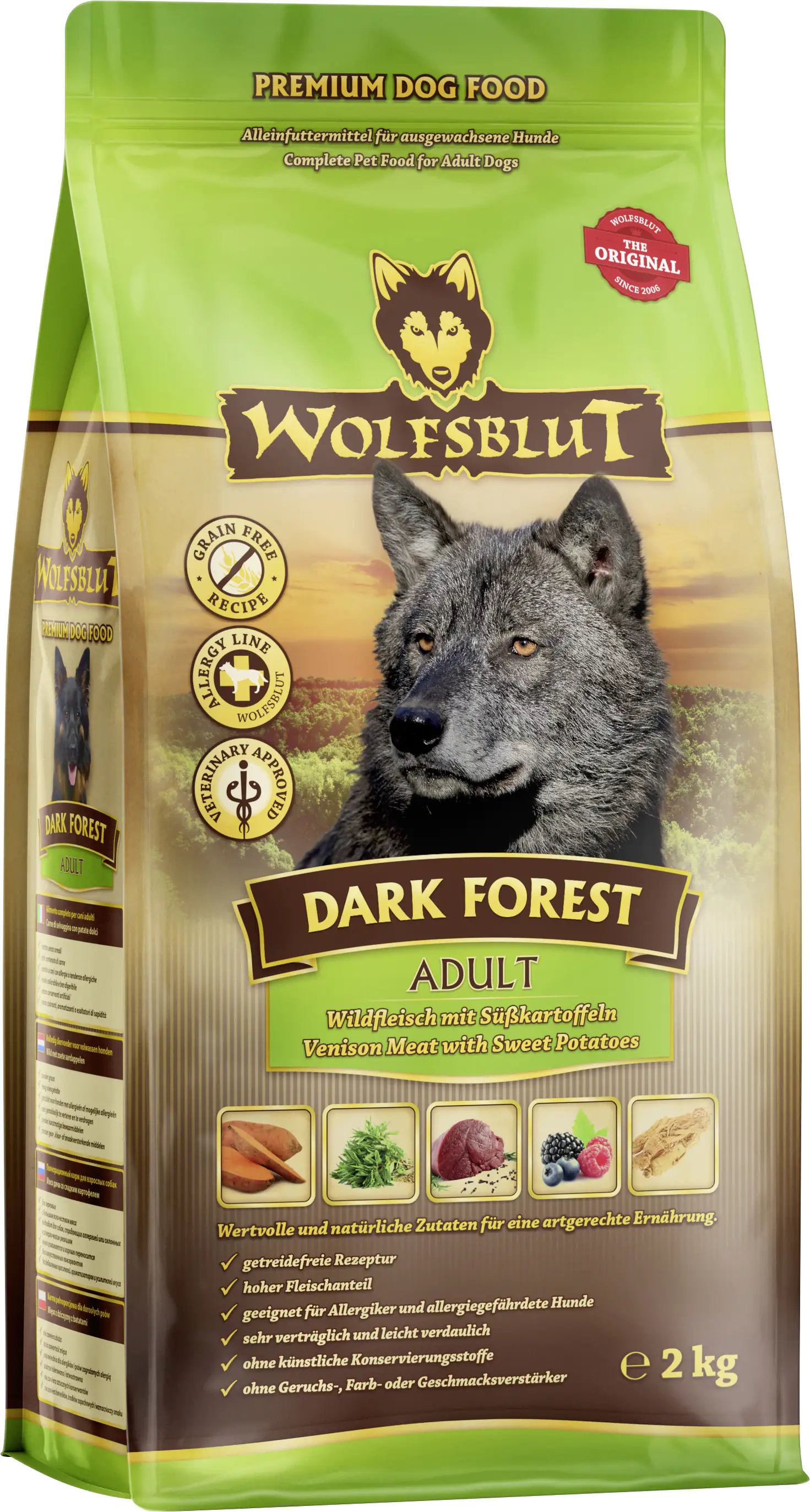 Wolfsblut Dark Forest Hundetrockenfutter Adult getreidefrei 2 kg Wild