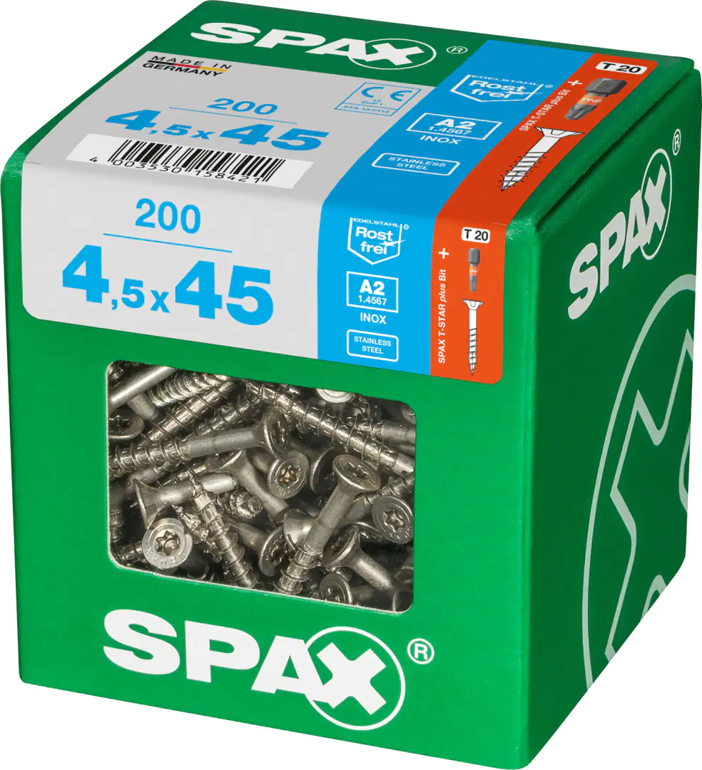 Spax Universalschrauben 4.5 x 45 mm TX 20 - 200 Stück Edelstahl