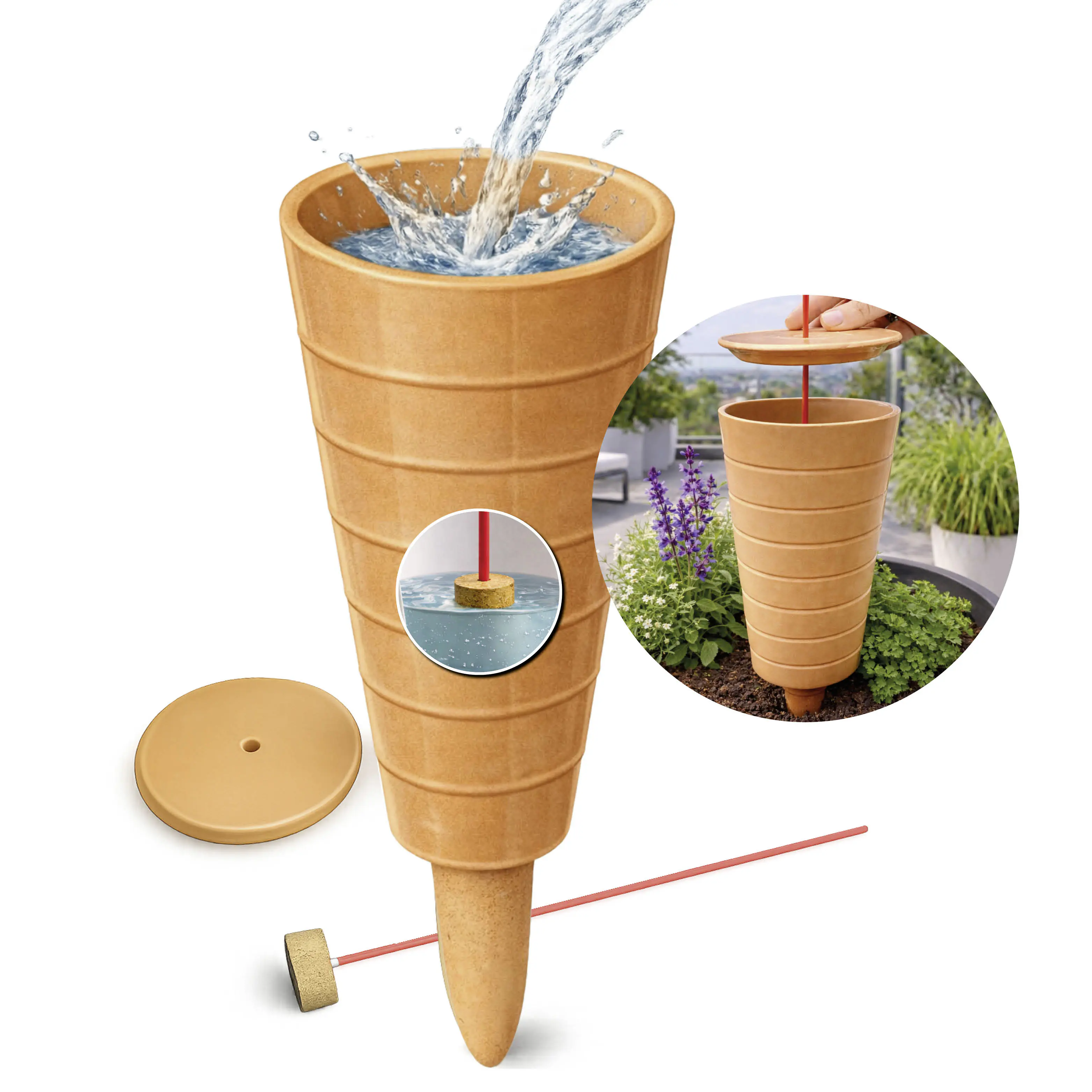 Biogreen Bewässerungssystem Pflanzen Hydro Cone Tonkegel 1,8 L natur