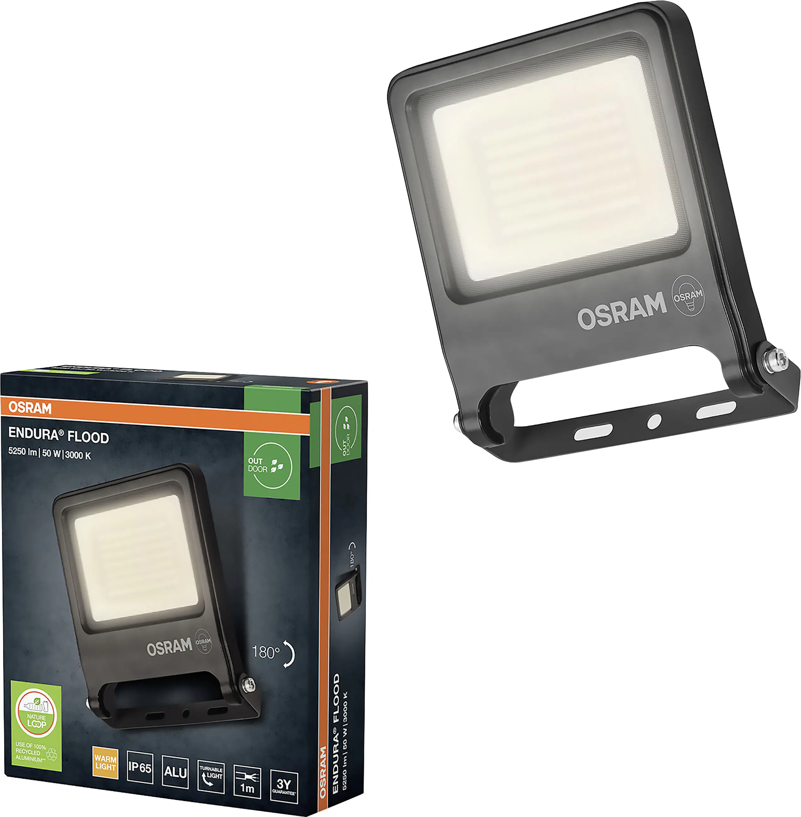 Osram Außenleuchte Endura Flood 50W PCR dunkelgrau warmweiß