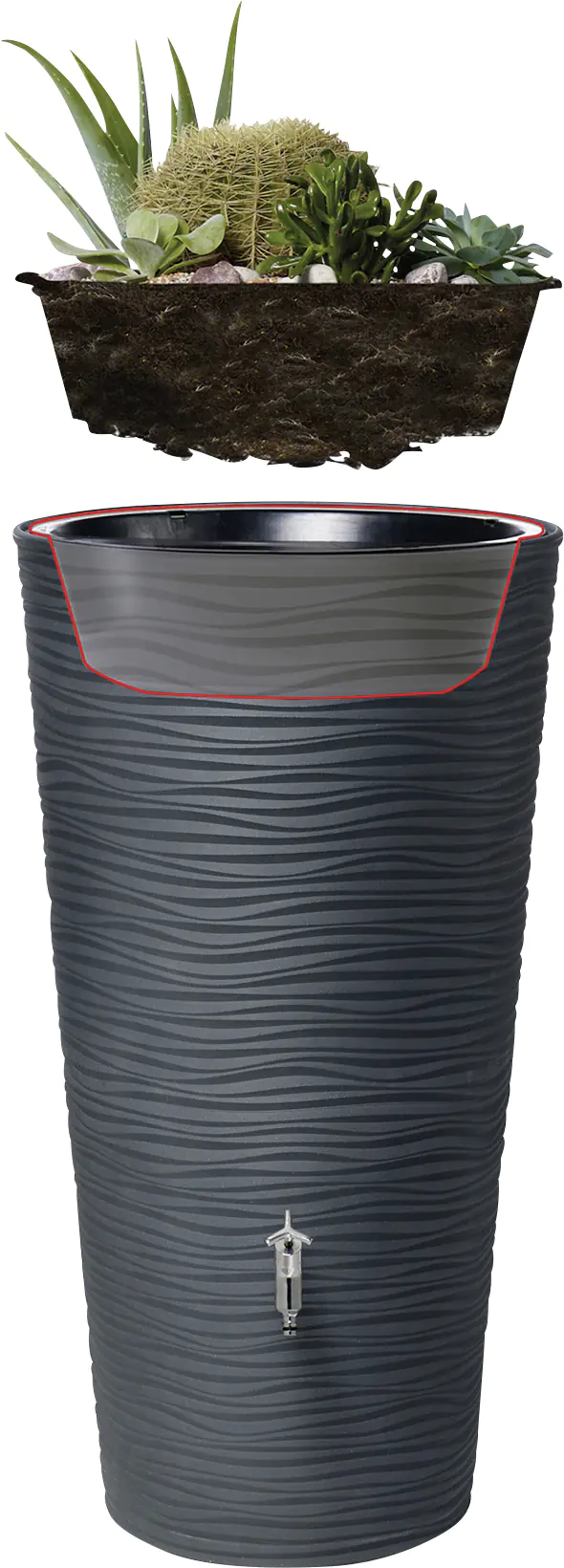 Garantia Regenspeicher Natura 2in1 210 L graphite grey mit Pflanzschale