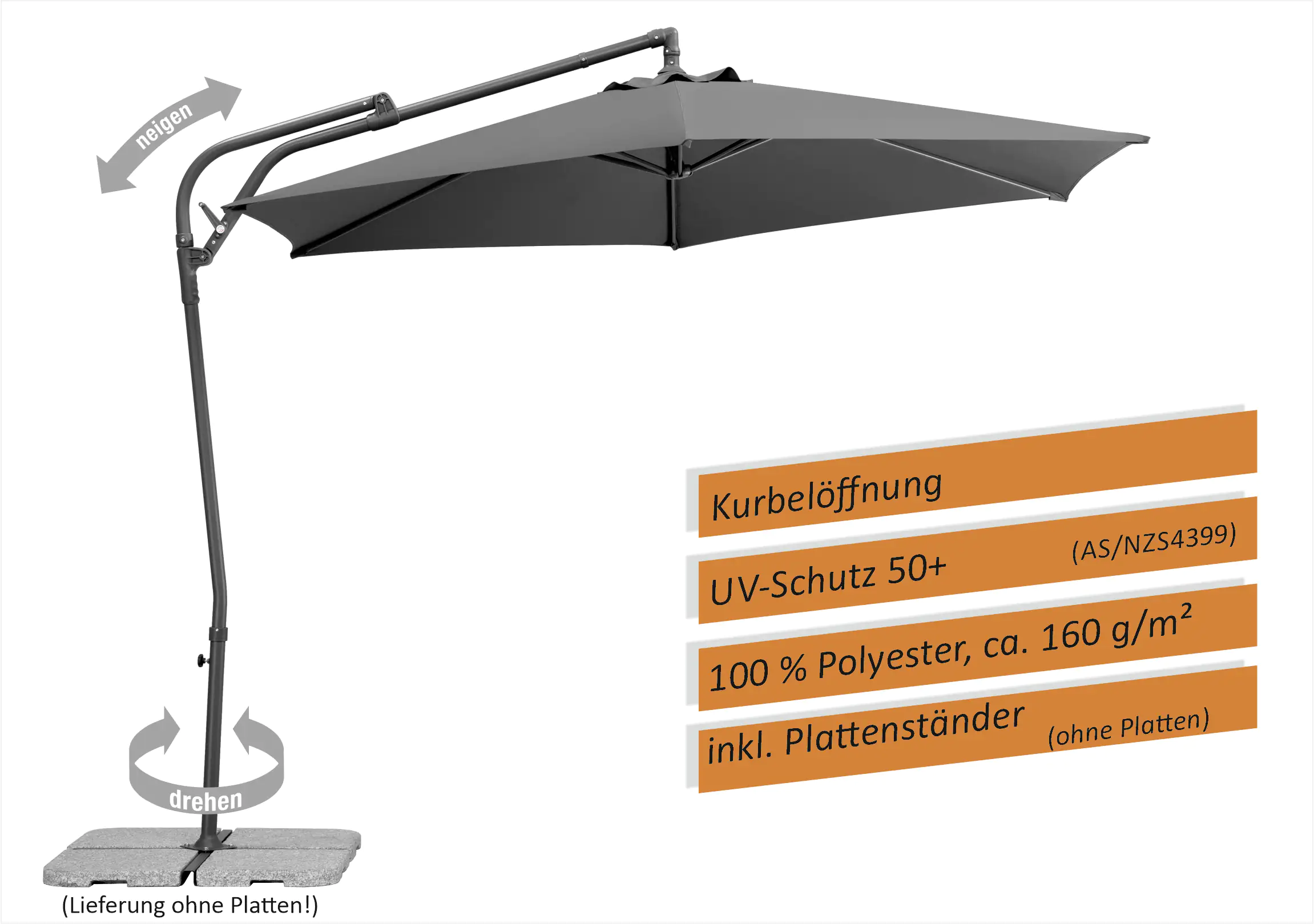 Schneider Ampelschirm Genua anthrazit Ø 300 cm
