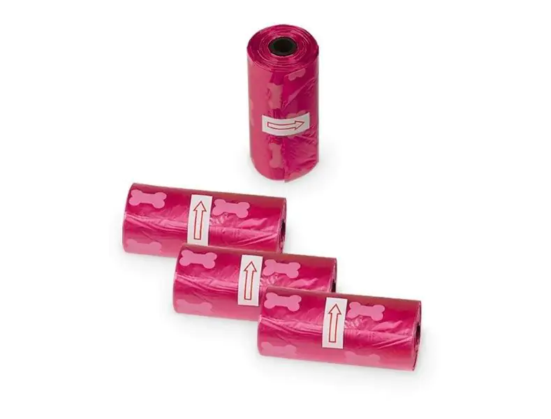 Nobby TidyUp Kotbeutel mit Knochendruck fuchsia, 4 Rollen je 15 Beutel