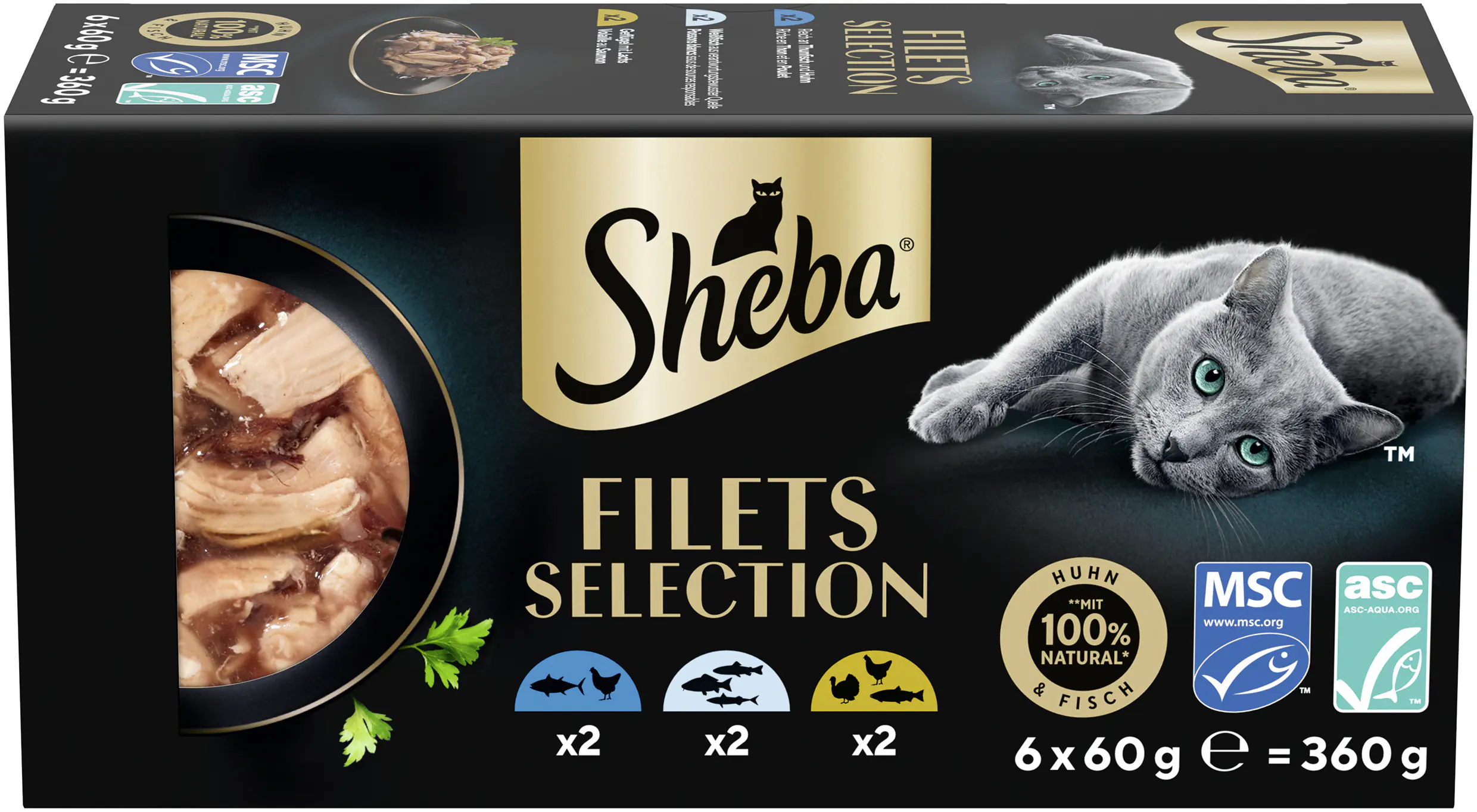 Sheba Katzennassfutter Filets MP Adult 6 x 60 g verschiedene Sorten