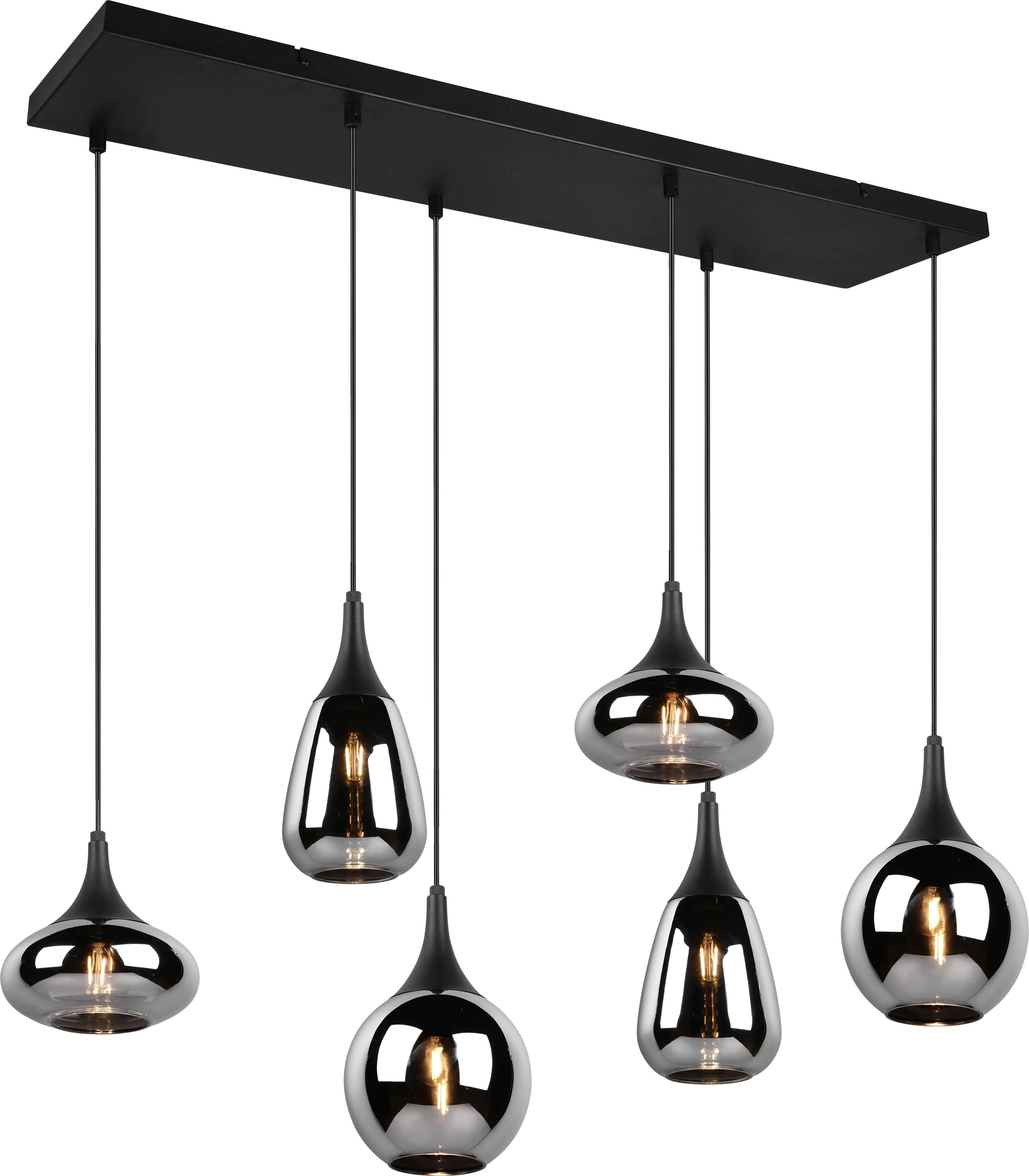 Trio Leuchten LED Pendelleuchte Lumina 6xE14, schwarz, Metall/Glas