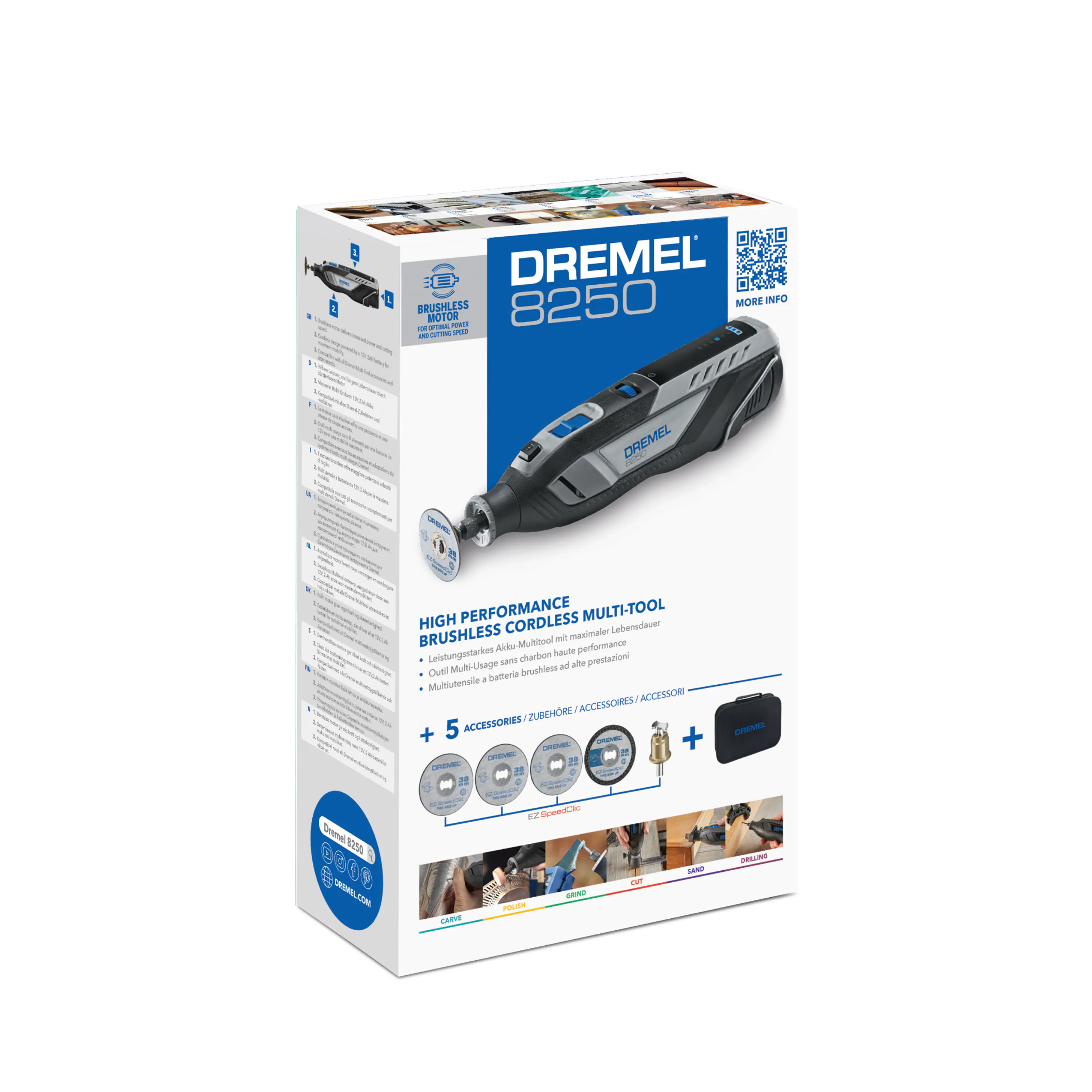 Dremel Akku-Multitool 8250-5 12V 2 Ah mit 5-teiligem Zubehör