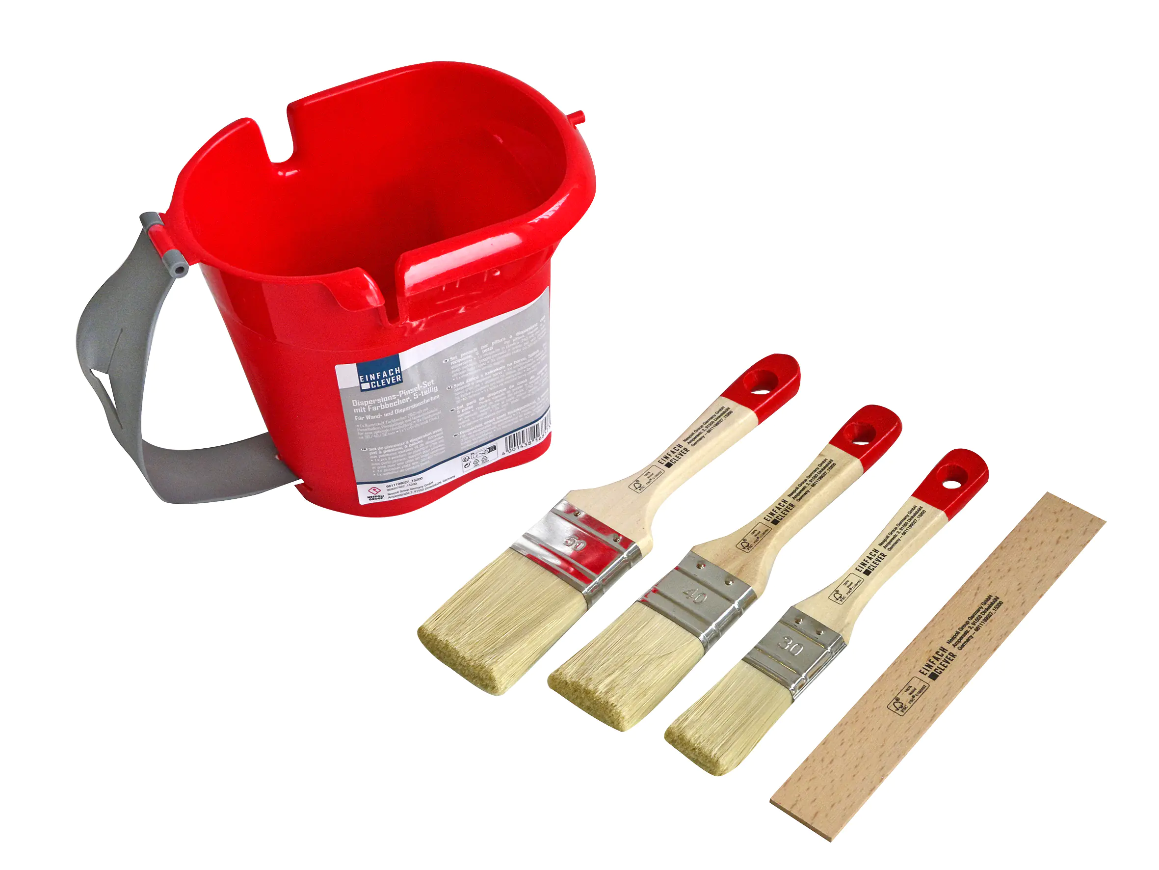Nespoli Heizkörperpinsel-Set mit Farbbecher 5-teilig