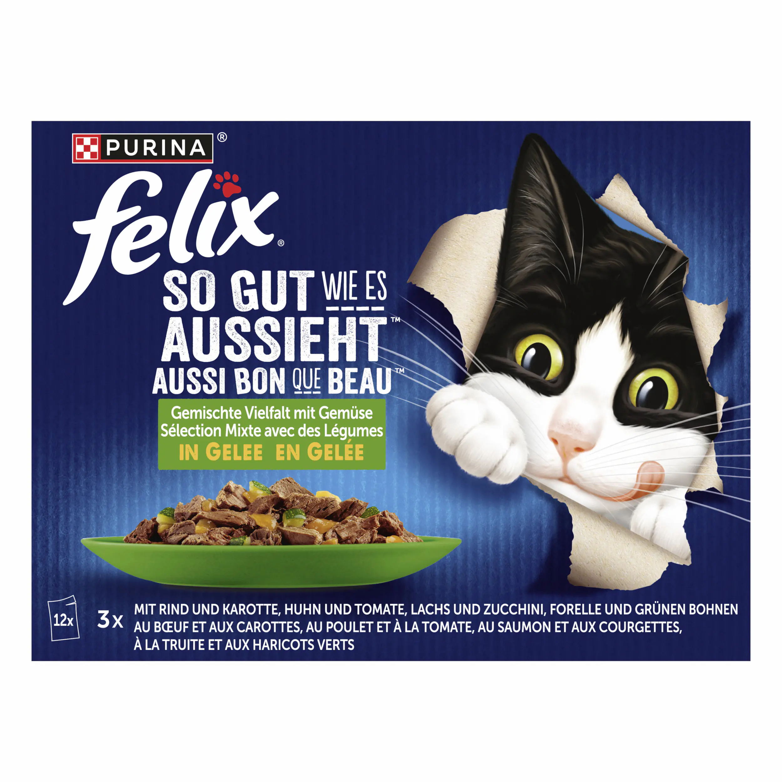Felix Gemischte Vielfalt mit Gemüse Katzenfutter 12 x 85g