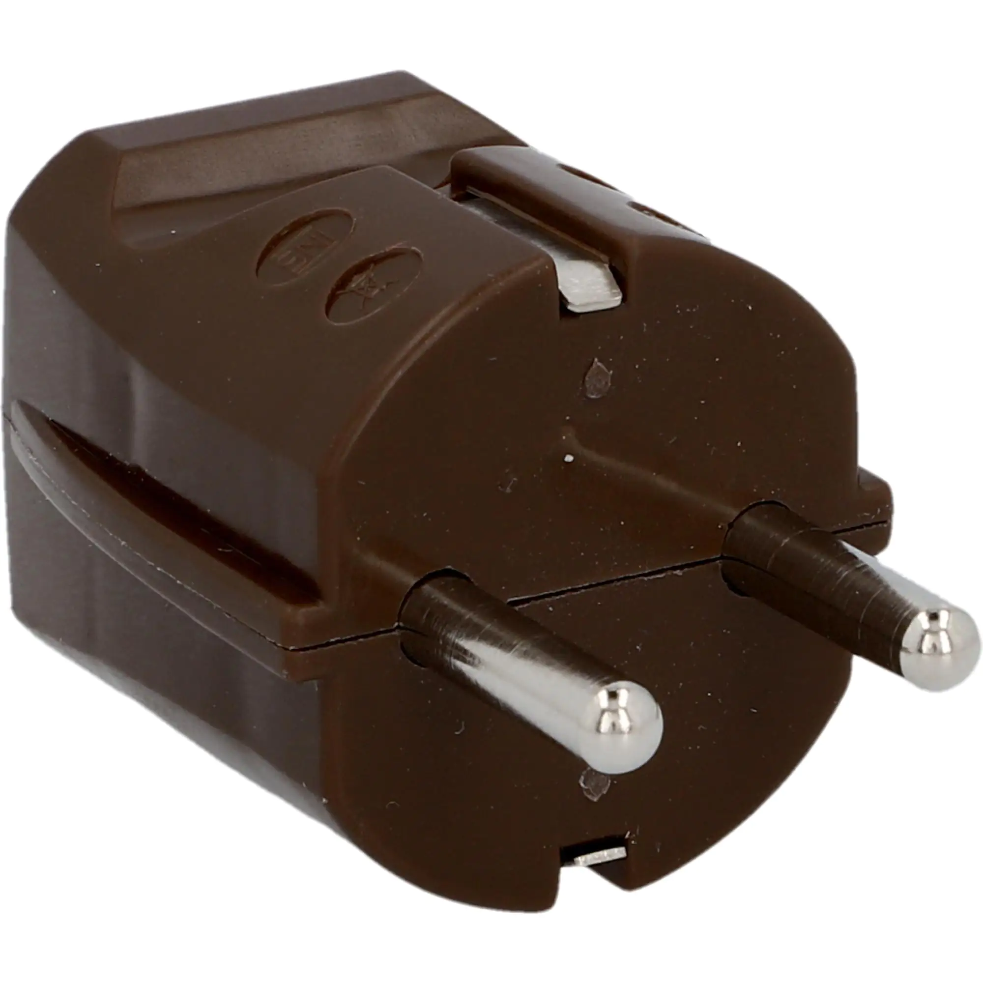 Schutzkontakt-Stecker ohne Knickschutz braun
