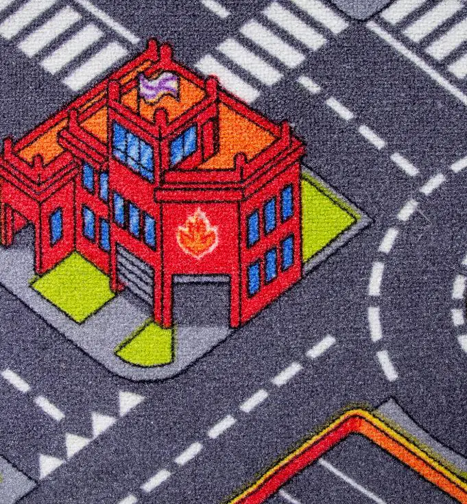 Andiamo Kinderteppich Straßenteppich Meterware City grau/bunt 4 m breit