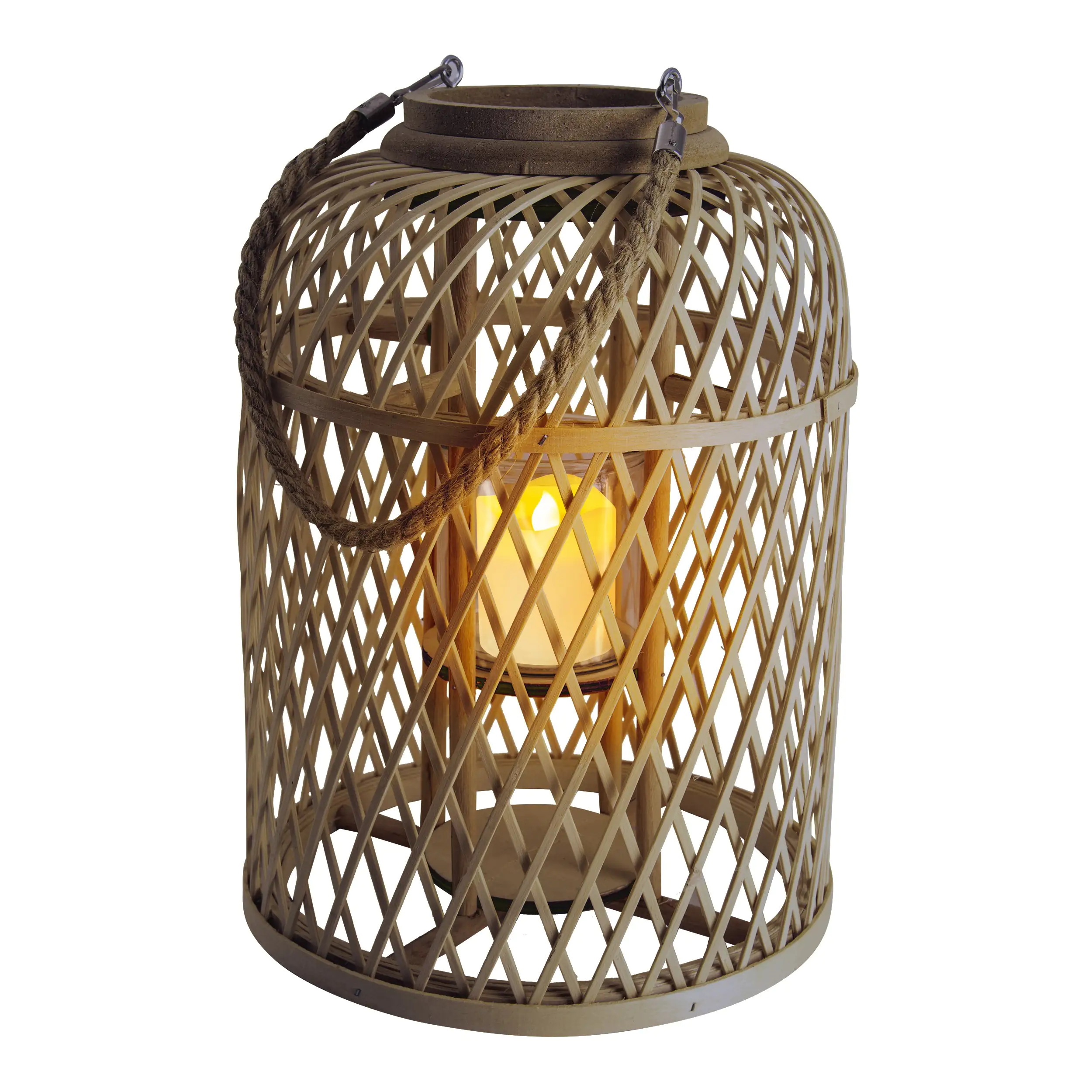 Light & More LED Dekoleuchte Korb mit Kerze mit Flammeneffekt 38 x 27 cm