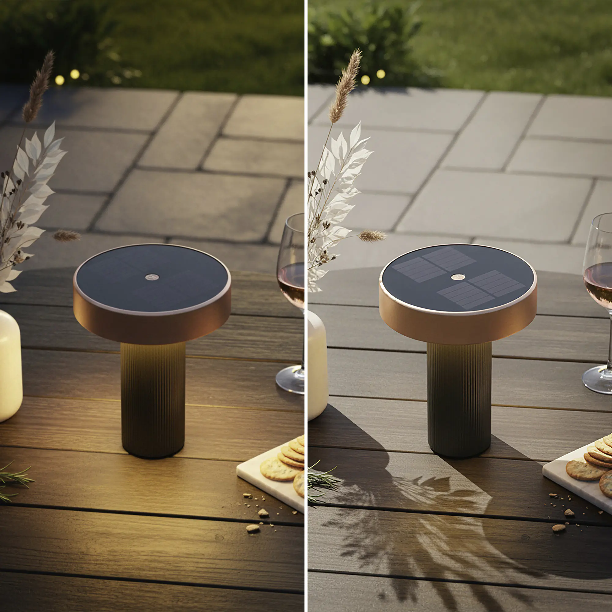 Briloner LED Solar-Tischleuchte Poga Ø 16 x 20 cm warmweiß anthrazit-bronze dimmbar