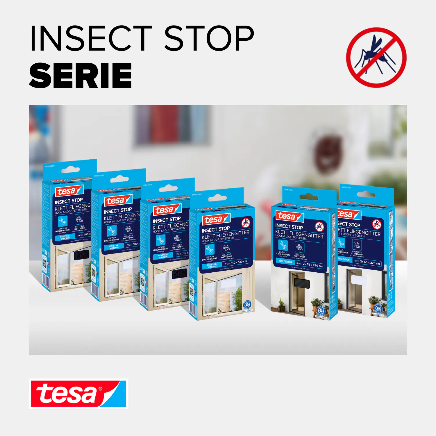 tesa Fliegengitter STANDARD 130 x 150 cm anthrazit individuell kürzbar