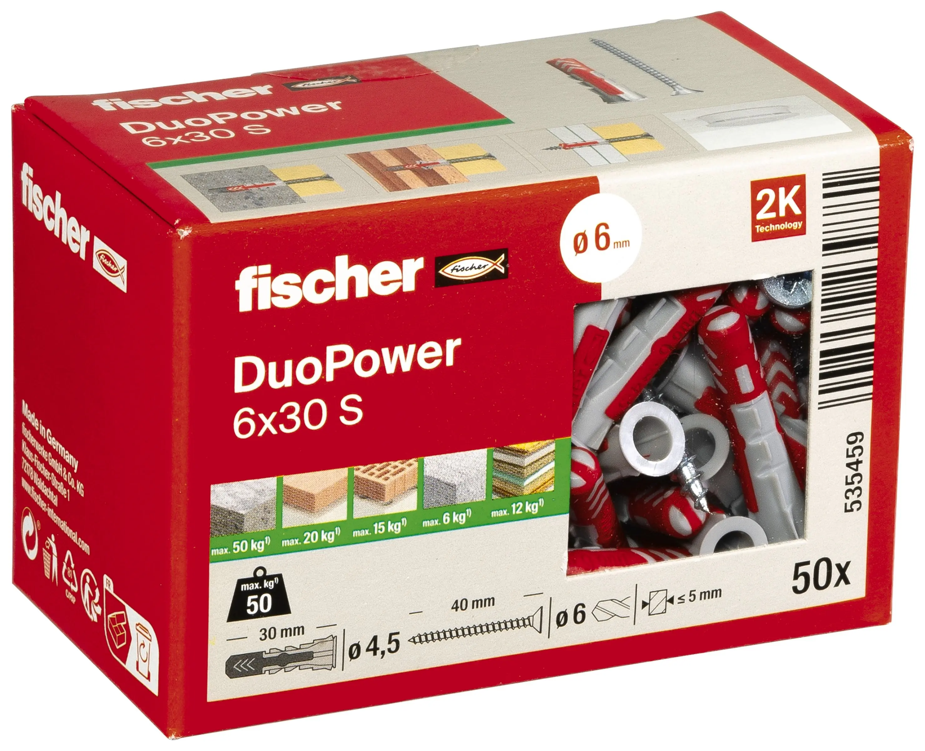 Fischer Dübel-Set Duopower 6.0 x 30 mm - 51 Stück
