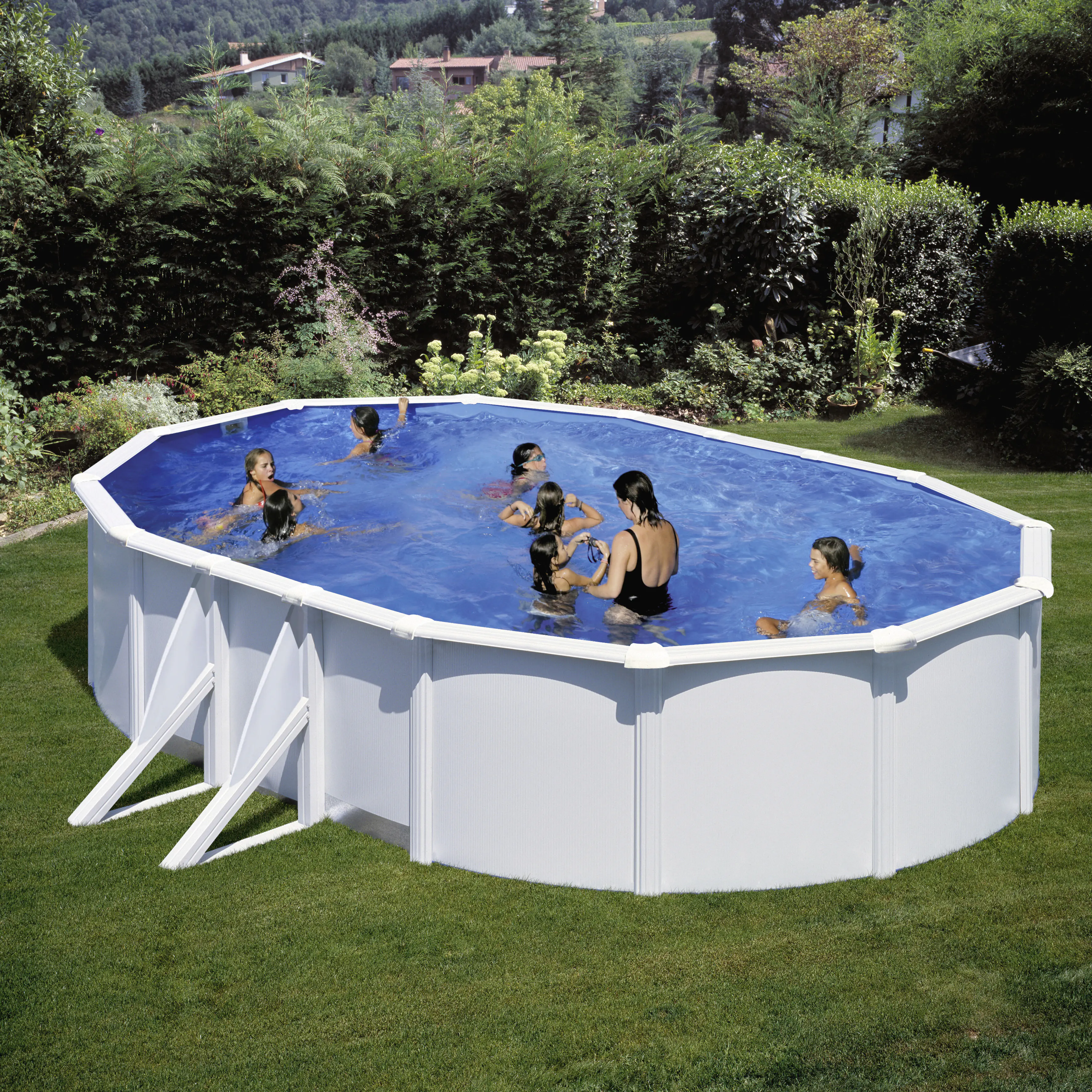 Gre Stahlwandpool Bora Bora Komplettset oval 527 x 500 x 122 cm weiß