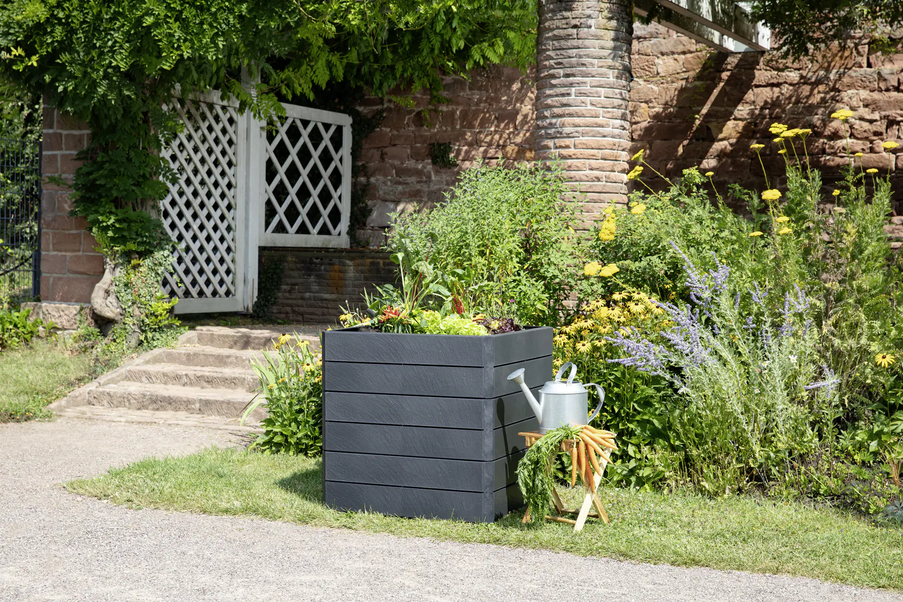 Garantia Hochbeet Ergo Quadro L 75 80 x 80 x 75 cm, stone, Wassersystem