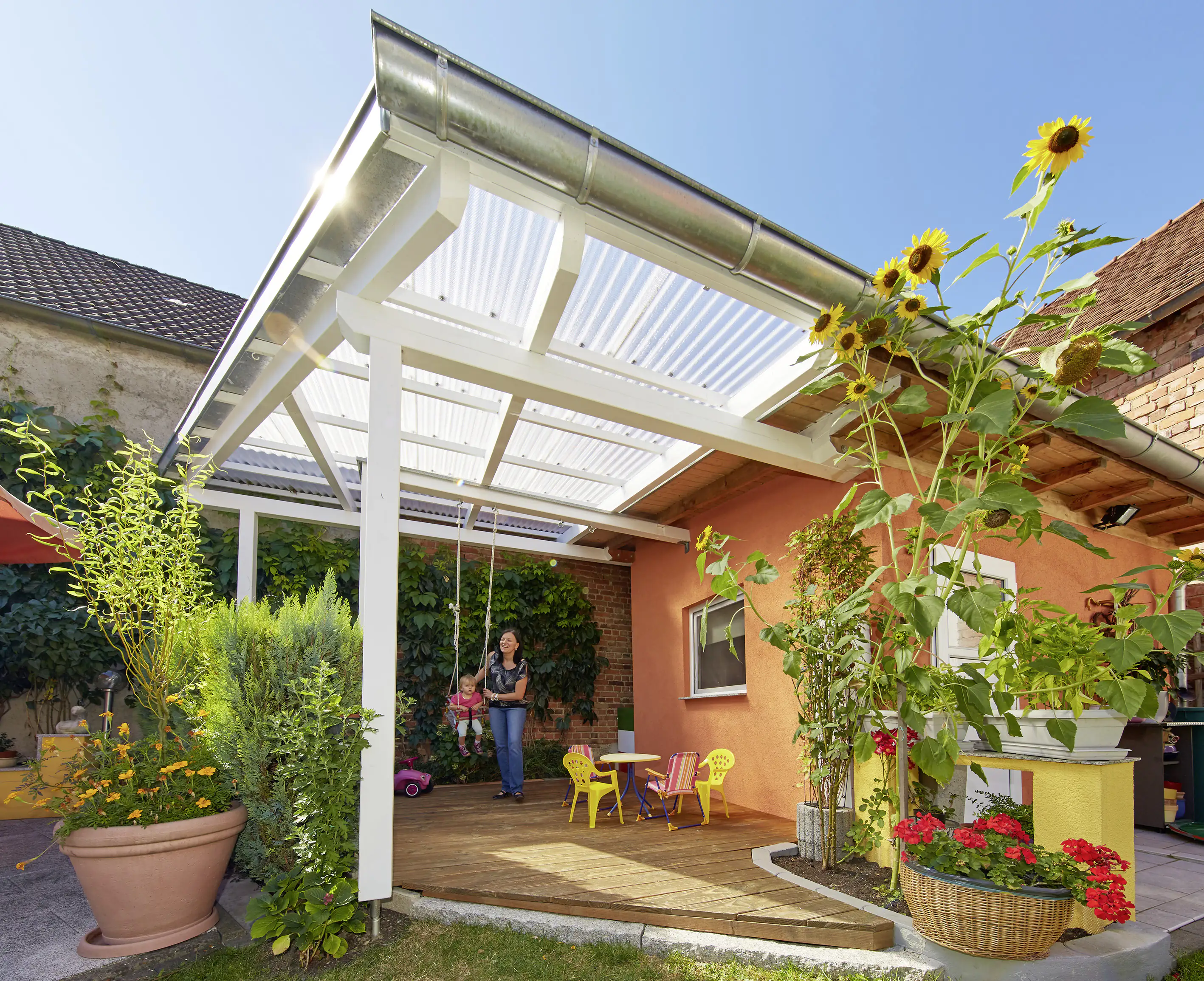 Gutta Polycarbonat-Wellplatte Wabe Sinus 76/18 200 x 104,5 cm 2,6 mm klar