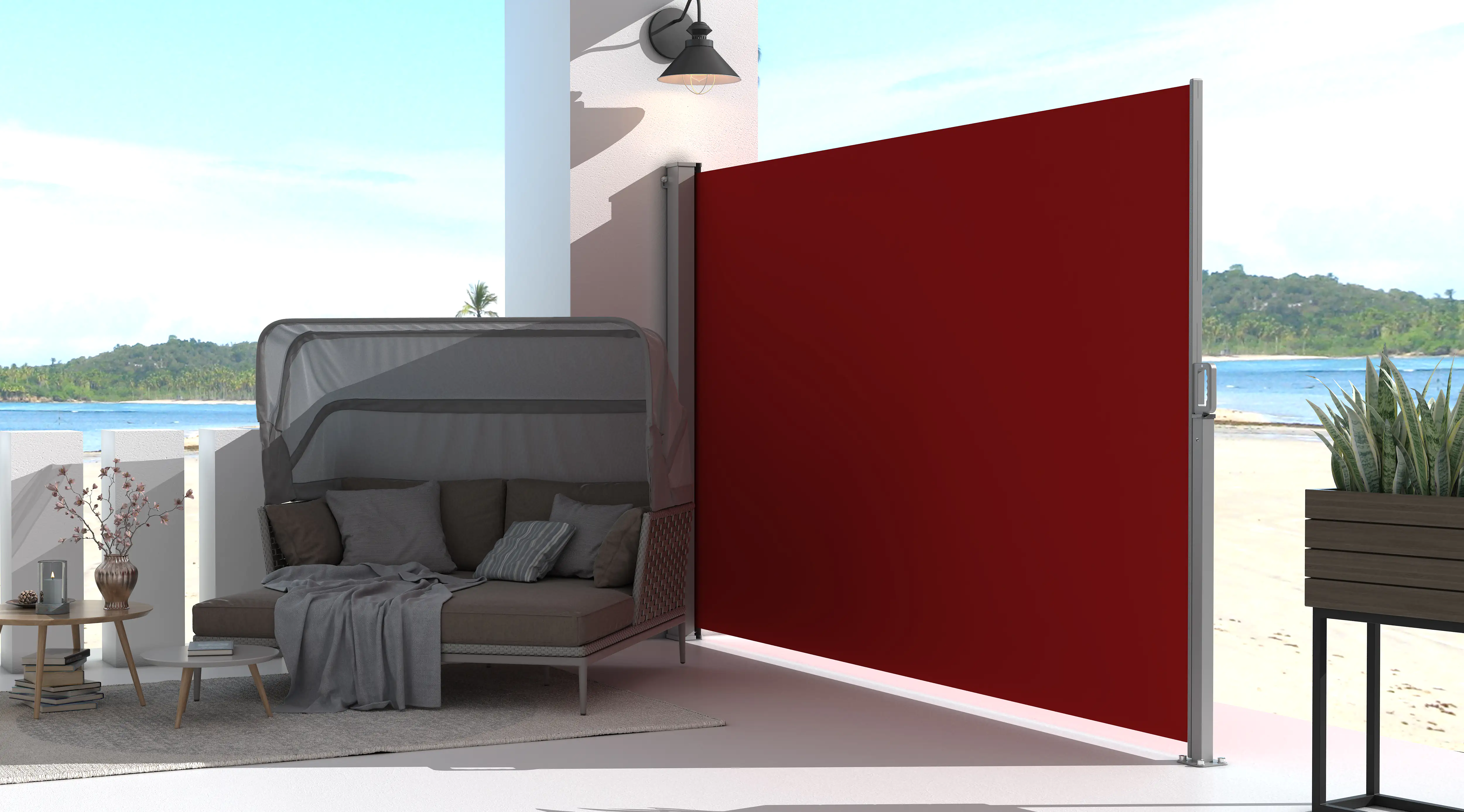 TrendLine Sichtschutz Capri rot, Höhe: 180 cm, Auszug: 200 cm
