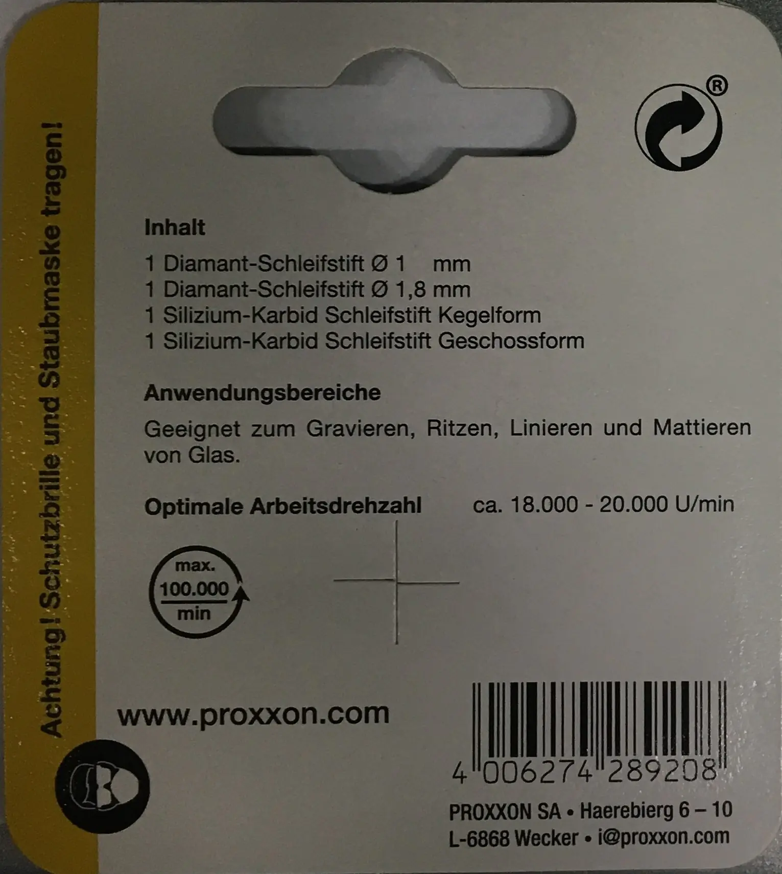 Proxxon Micromot Werkzeugsatz 4-teilig für Glasbearbeitung,