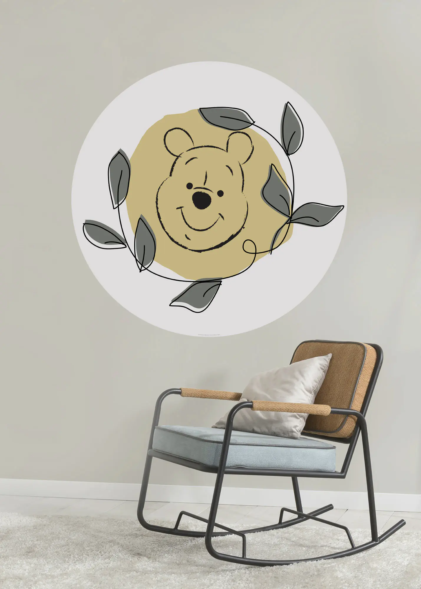 Komar Vlies Fototapete Dot Winnie Pooh Garland Ø 128 cm, selbstklebend