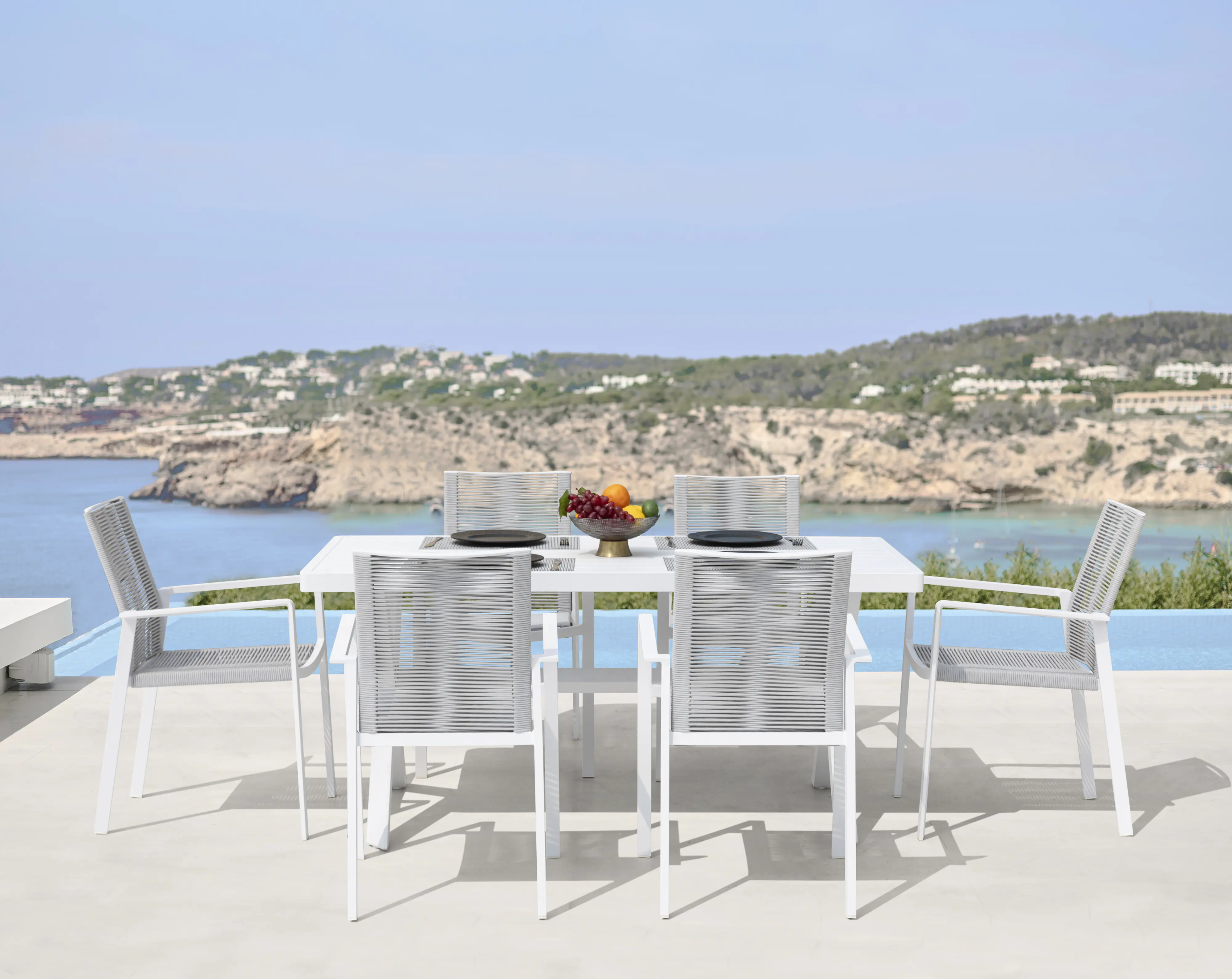 Primaster Garten-Essgruppe Santorini 6 Personen Aluminium/Seil