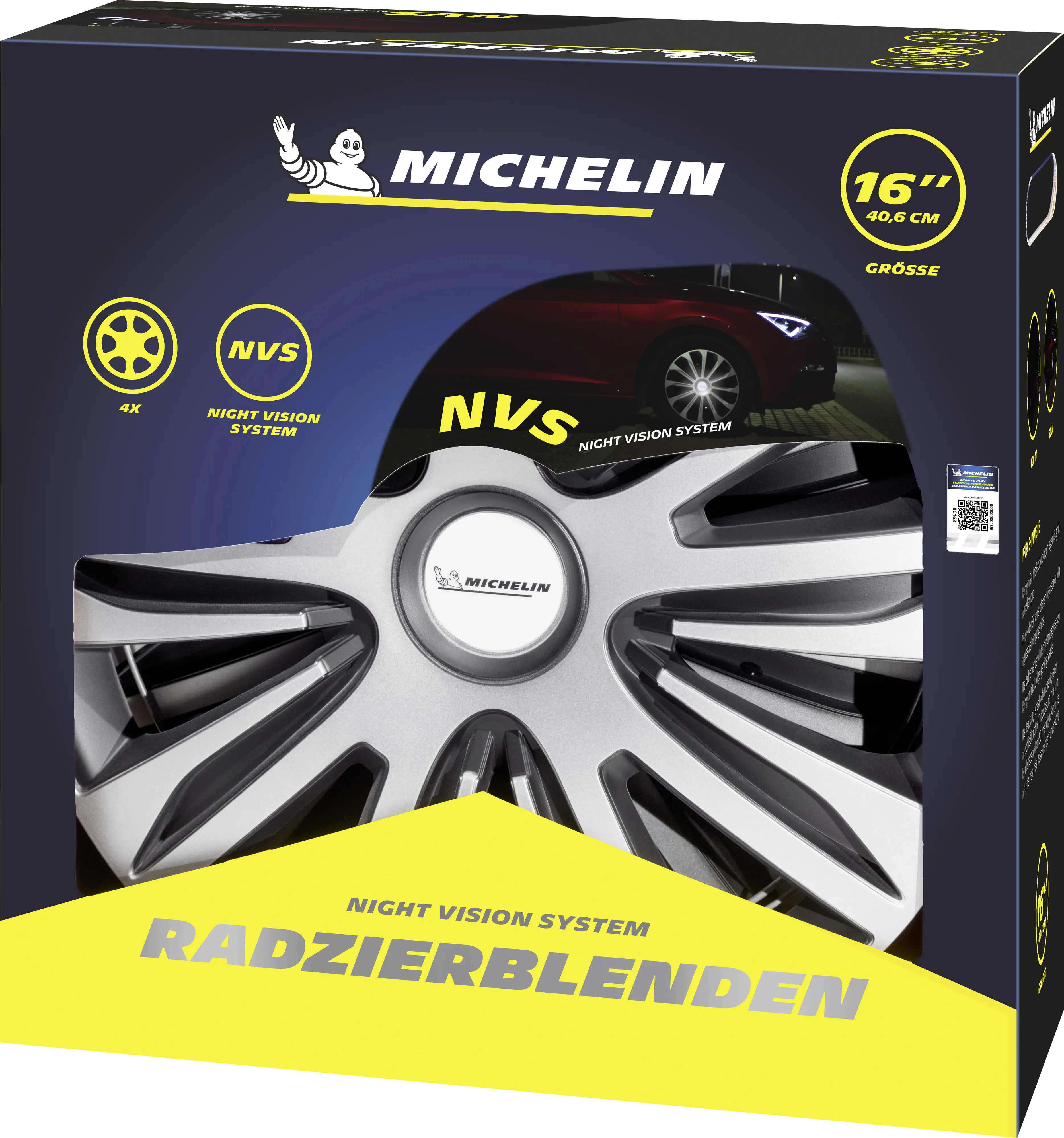 Michelin Radzierblenden Alice 40 cm (16 Zoll) silber schwarz 4 stück