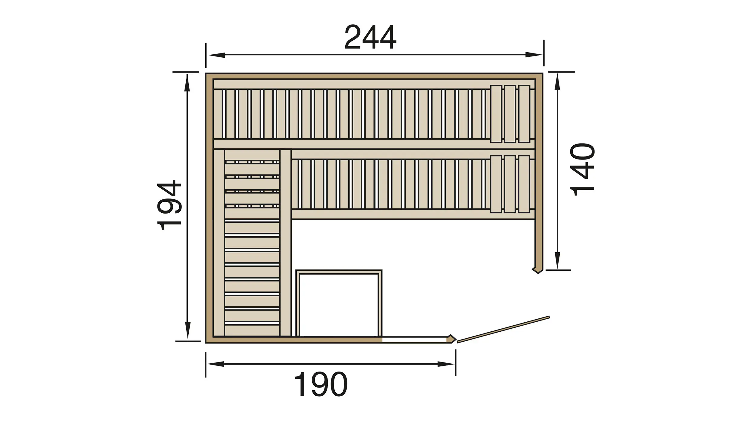 Weka Sauna Varberg 4 mit Glastür & Fenster 4,65 m²