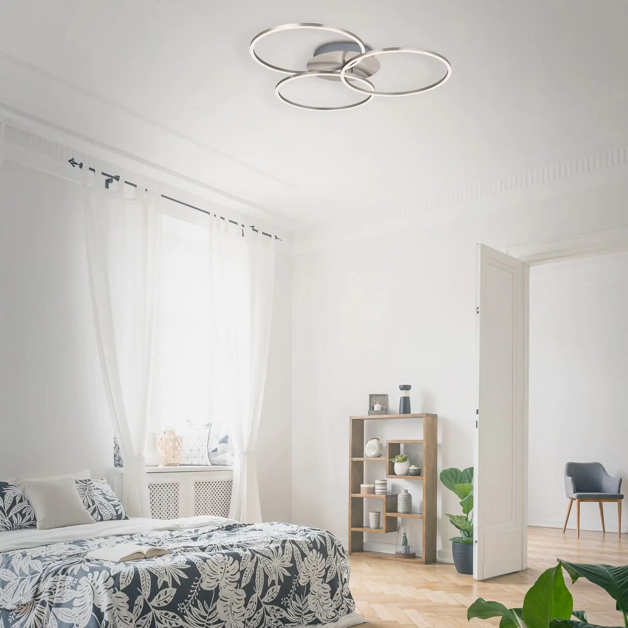 Briloner LED-Deckenleuchte Frame drehbar matt-nickel 40W