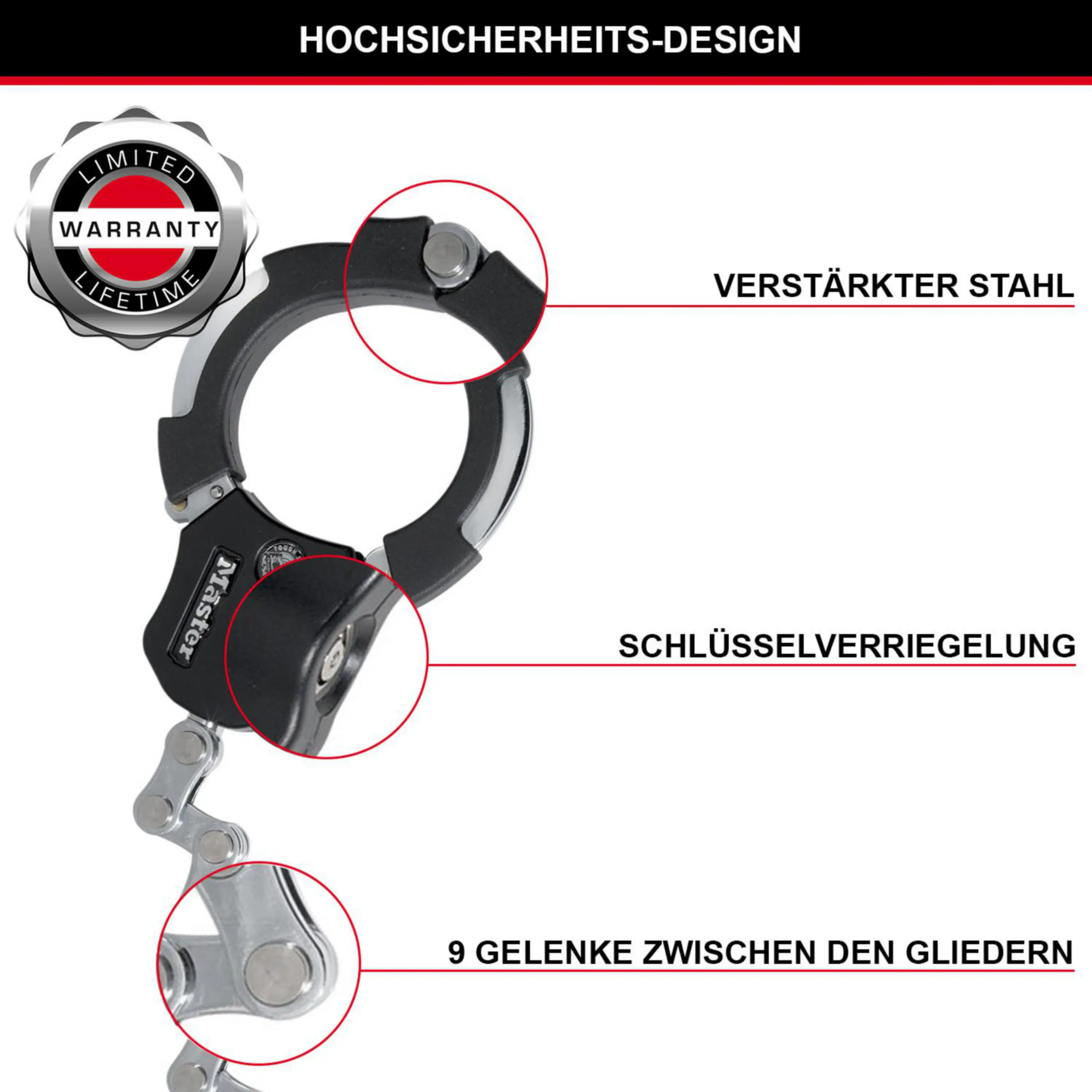 Fischer Fahrradschloss Handschellenschloss Street Cuff 55 cm x Ø 7,6 cm