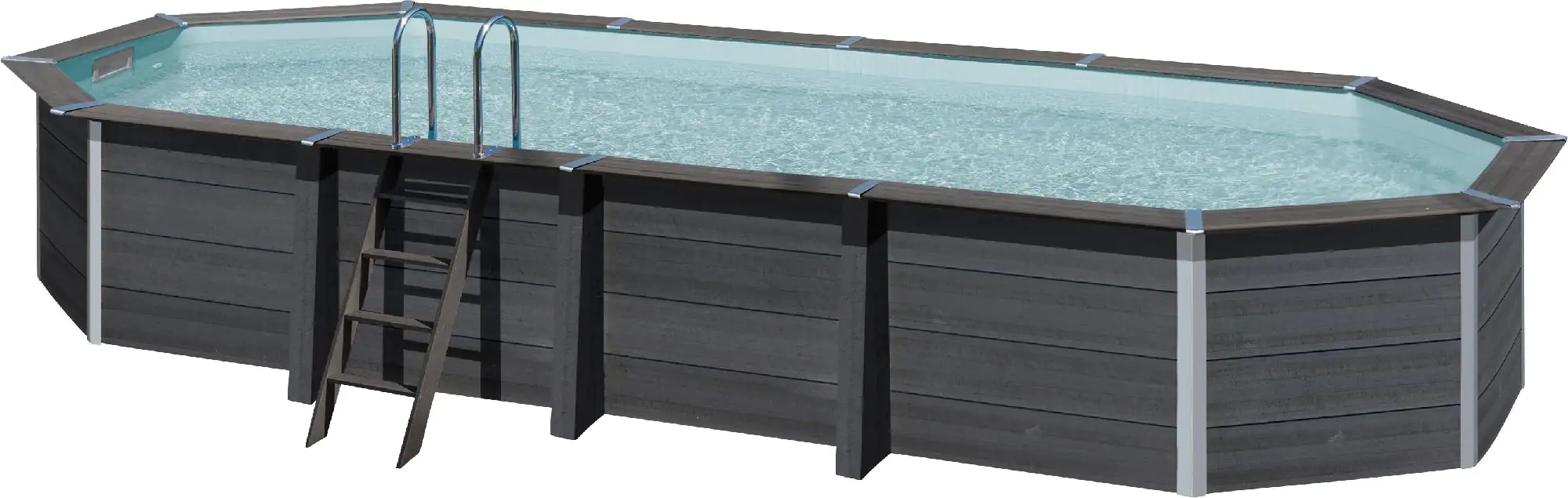 Gre Composite Pool oval grau, 804 x 386 x 124 cm