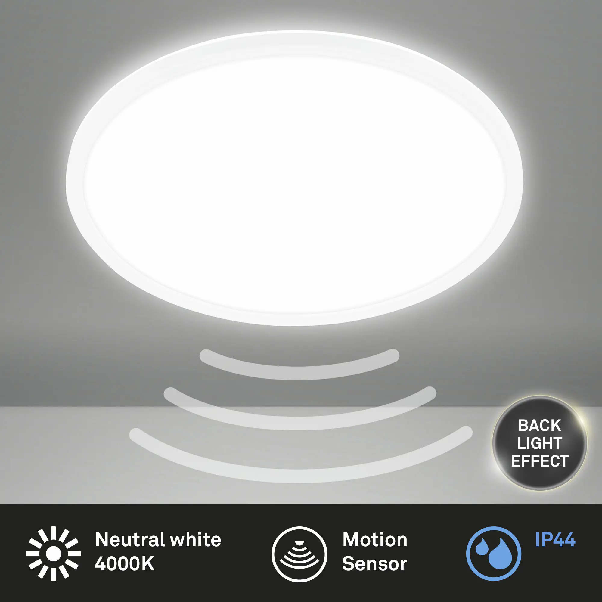 Briloner LED-Deckenleuchte Move mit Bewegungsmelder Ø 42 x 3 cm neutralweiß weiß matt