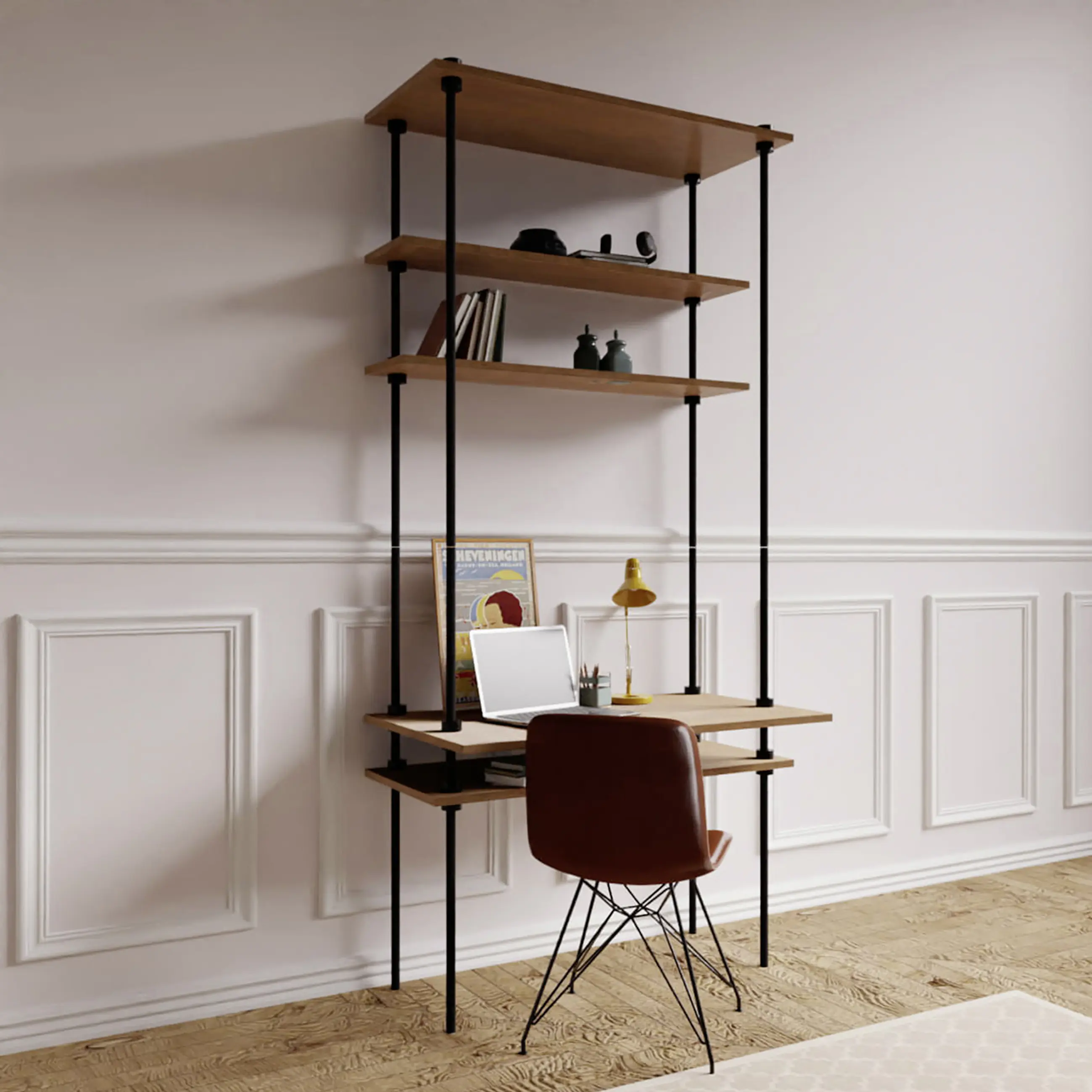 Ar Shelving Schreibtisch-Set mit Regalböden Ar Deco Nebraska 185 x 85 cm